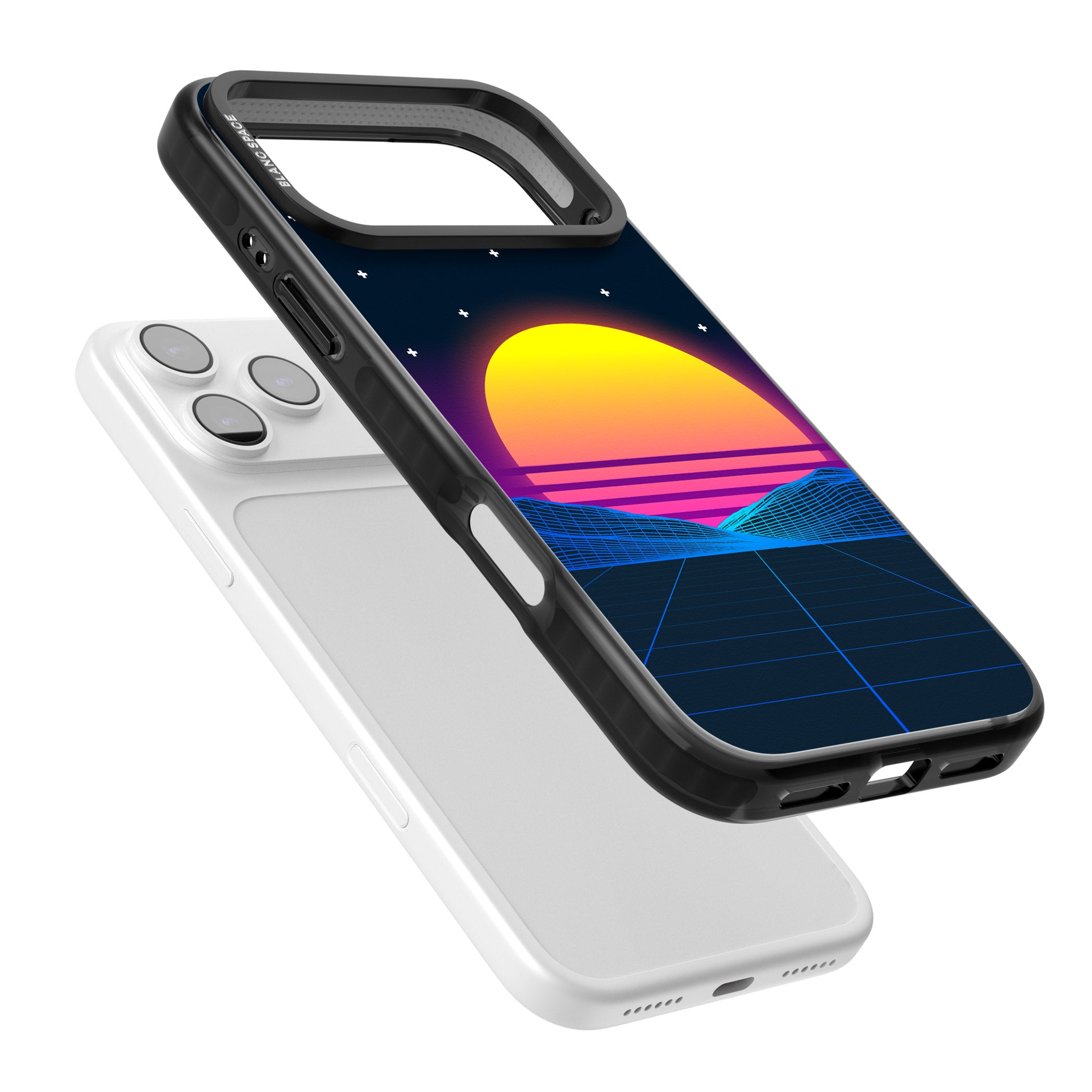 Retro Sunset Vaporwave iPhone 17 Pro Impact Black Phone Case Colours