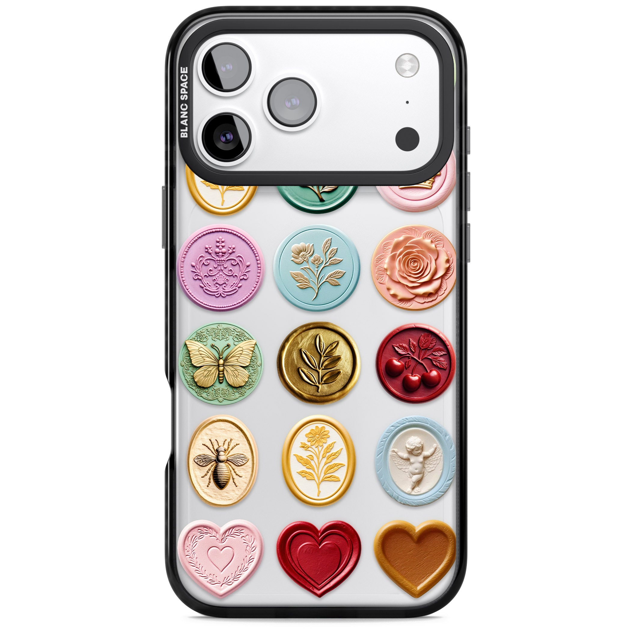 Vintage Wax Seal Pattern iPhone 17 Pro Impact Black Phone Case