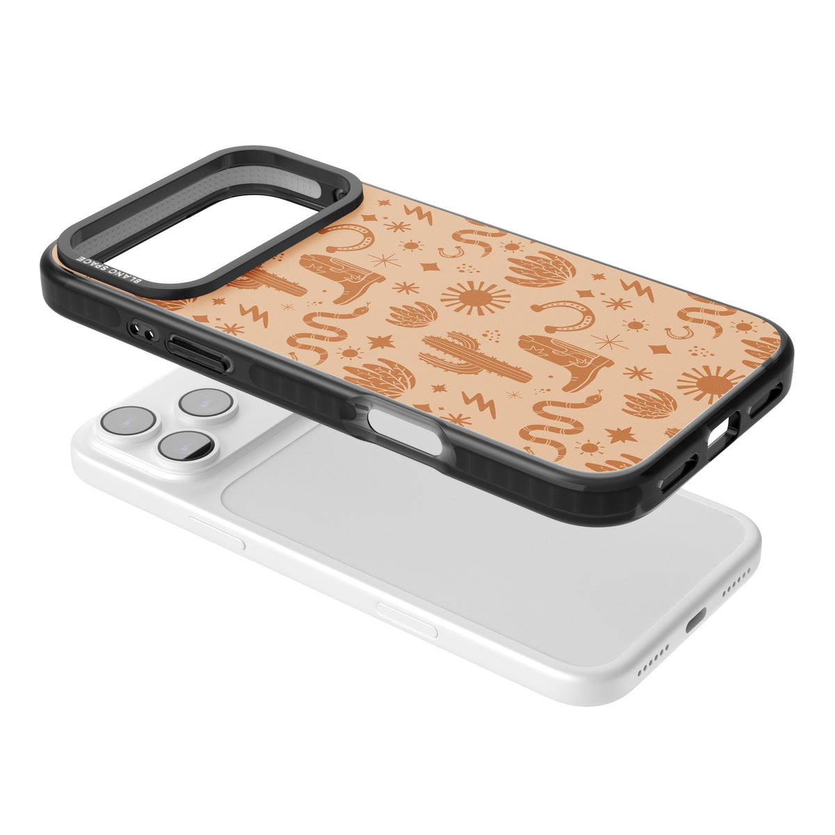 Wild West Pattern iPhone 17 Pro Max Impact Black Phone Case angled