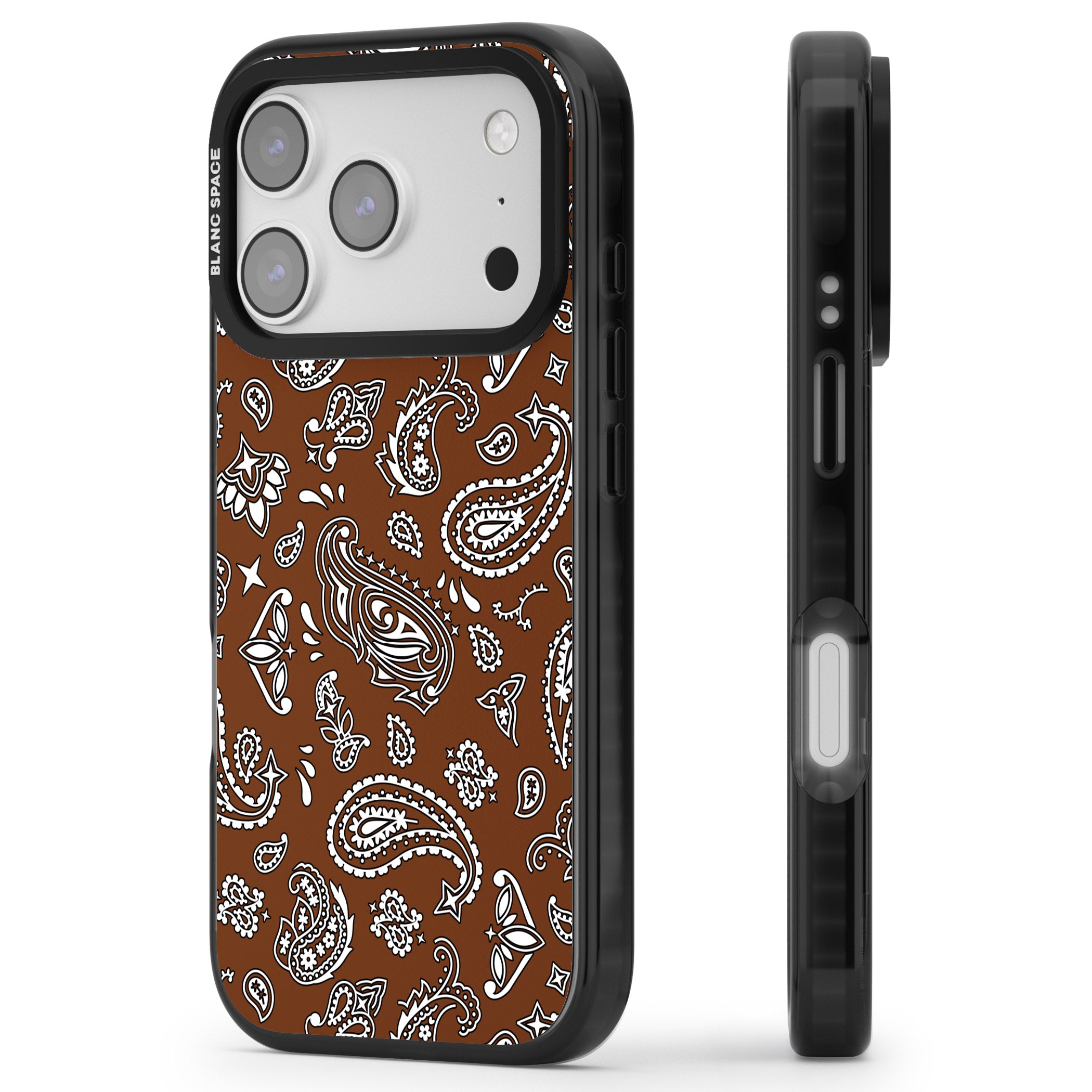 Brown Bandana iPhone 17 Pro Impact Black Phone Case Side Profile