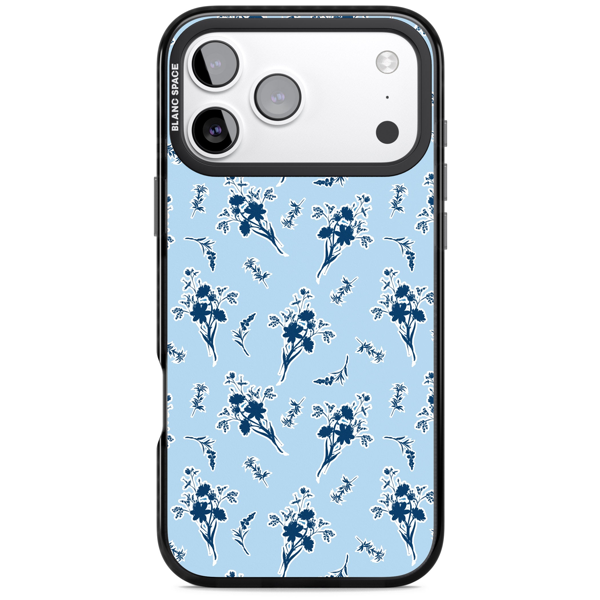 Blue Sticker Wildflowers iPhone 17 Pro Impact Black Phone Case
