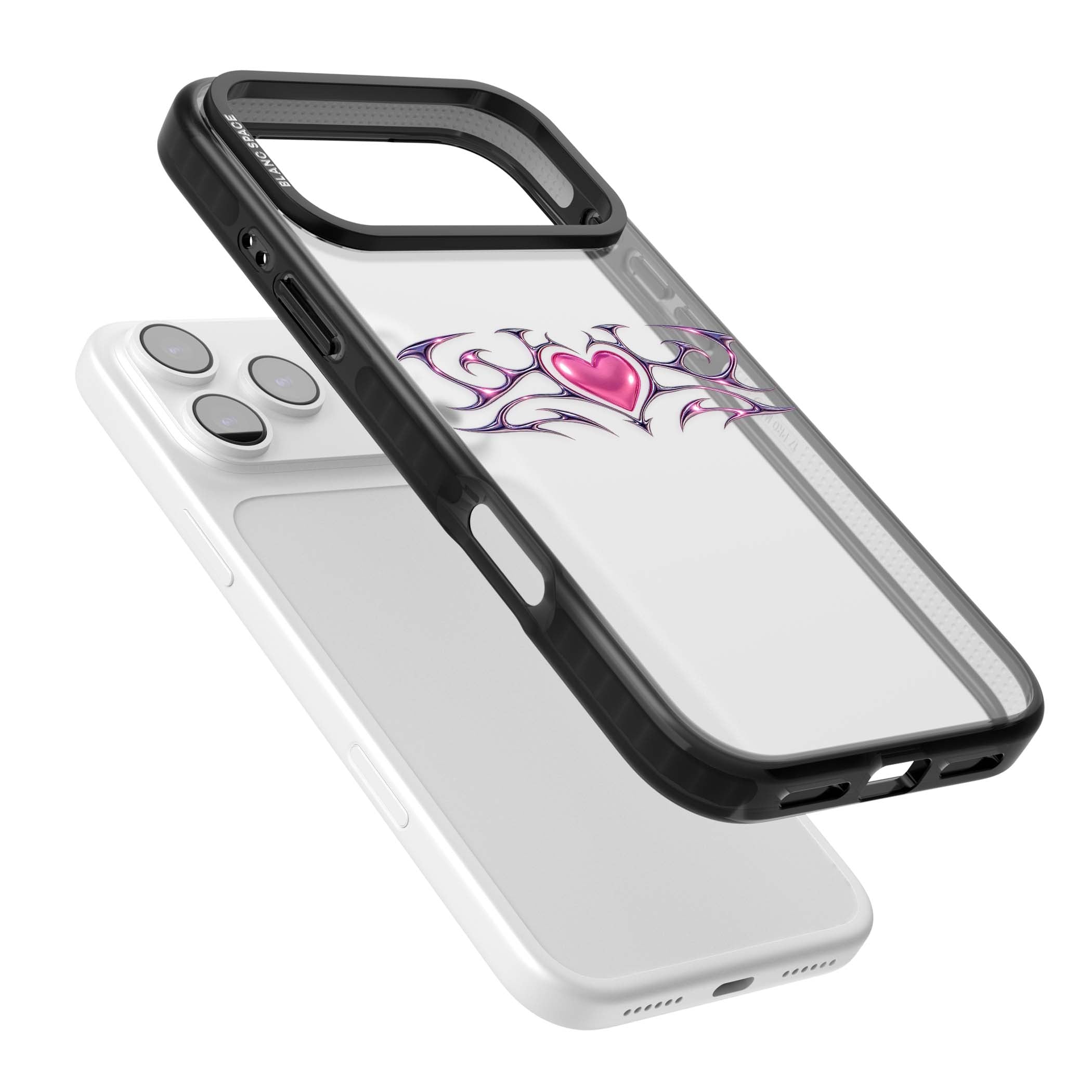Pink Chrome Heart y2k iPhone case | Clear Impact case for iPhone 17 Pro, iPhone 17 Pro Max