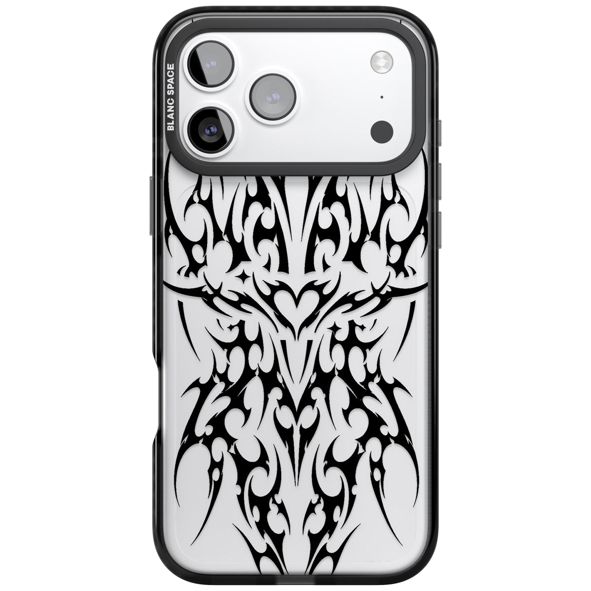 Neo Tribal Heart iPhone 17 Pro Max Impact Black Phone Case front