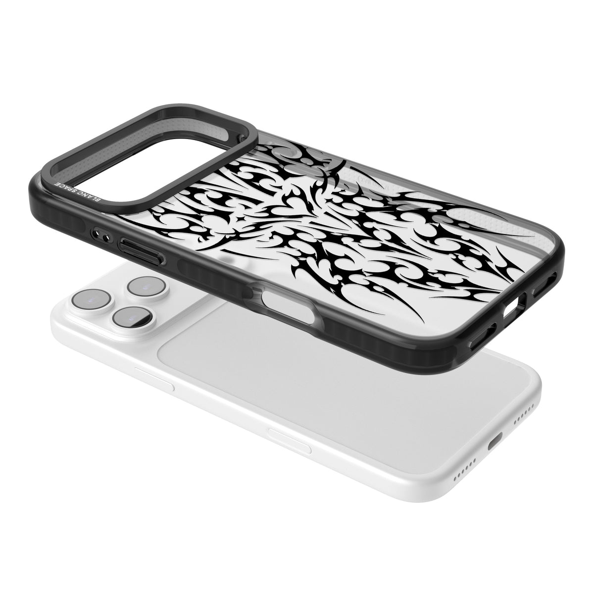 Neo Tribal Heart iPhone 17 Pro Max Impact Black Phone Case angled