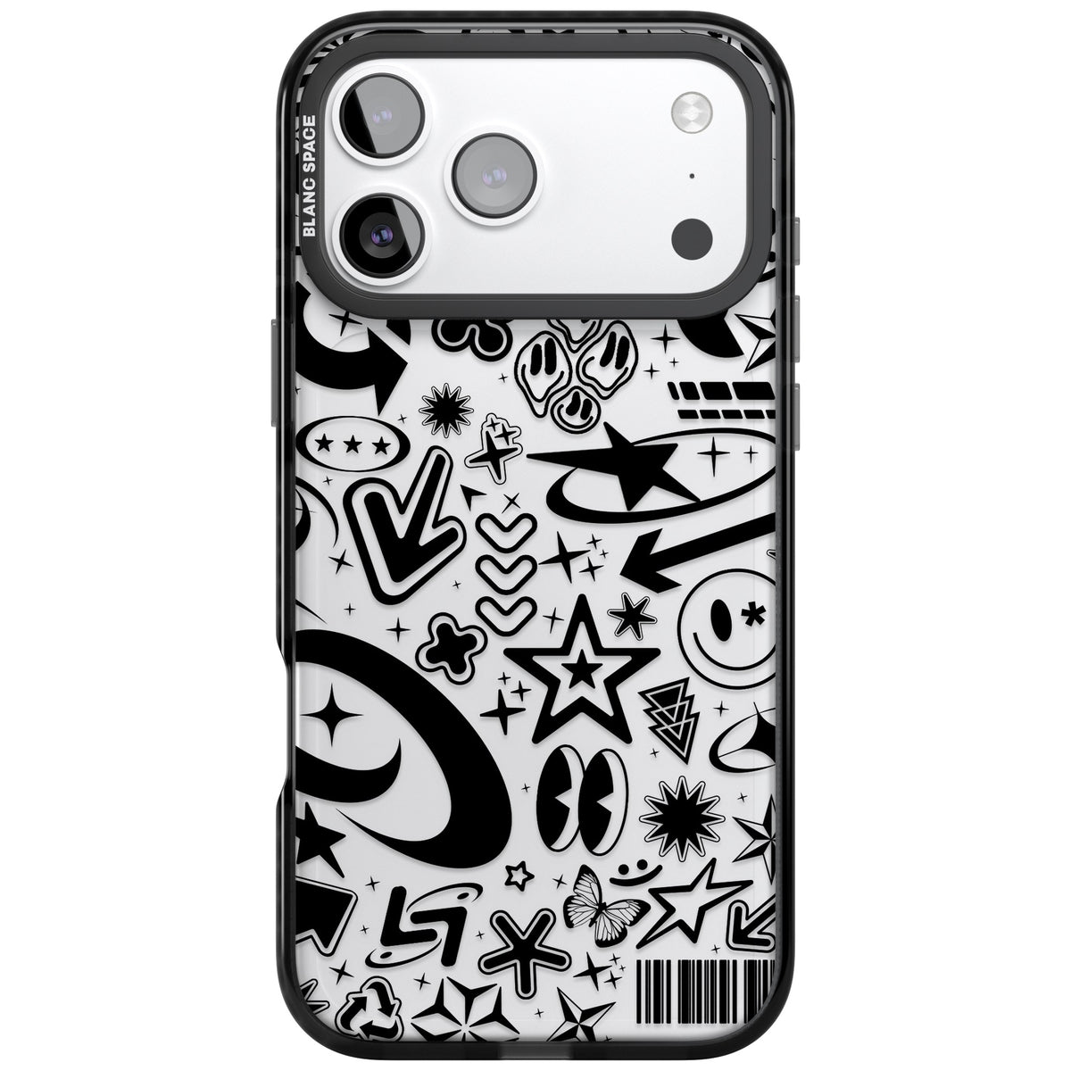 Black Y2K Pattern iPhone 17 Pro Max Impact Black Phone Case front