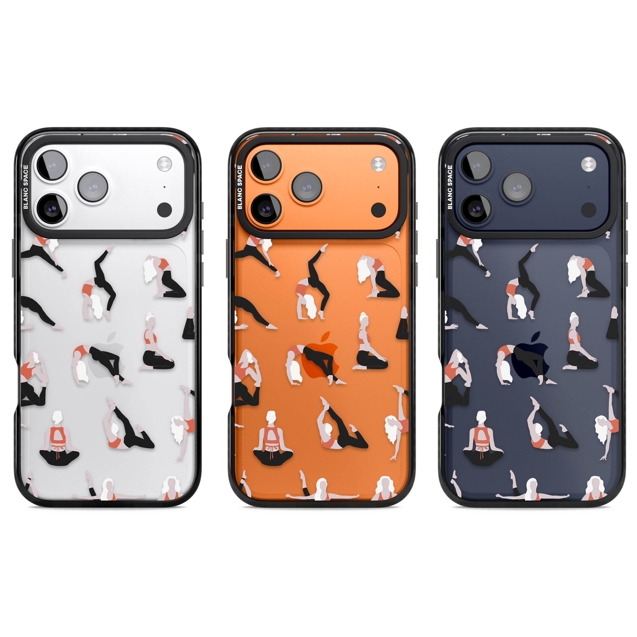 Yoga Poses Clear iPhone 17 Pro Impact Black Phone Case APT Impact Protection