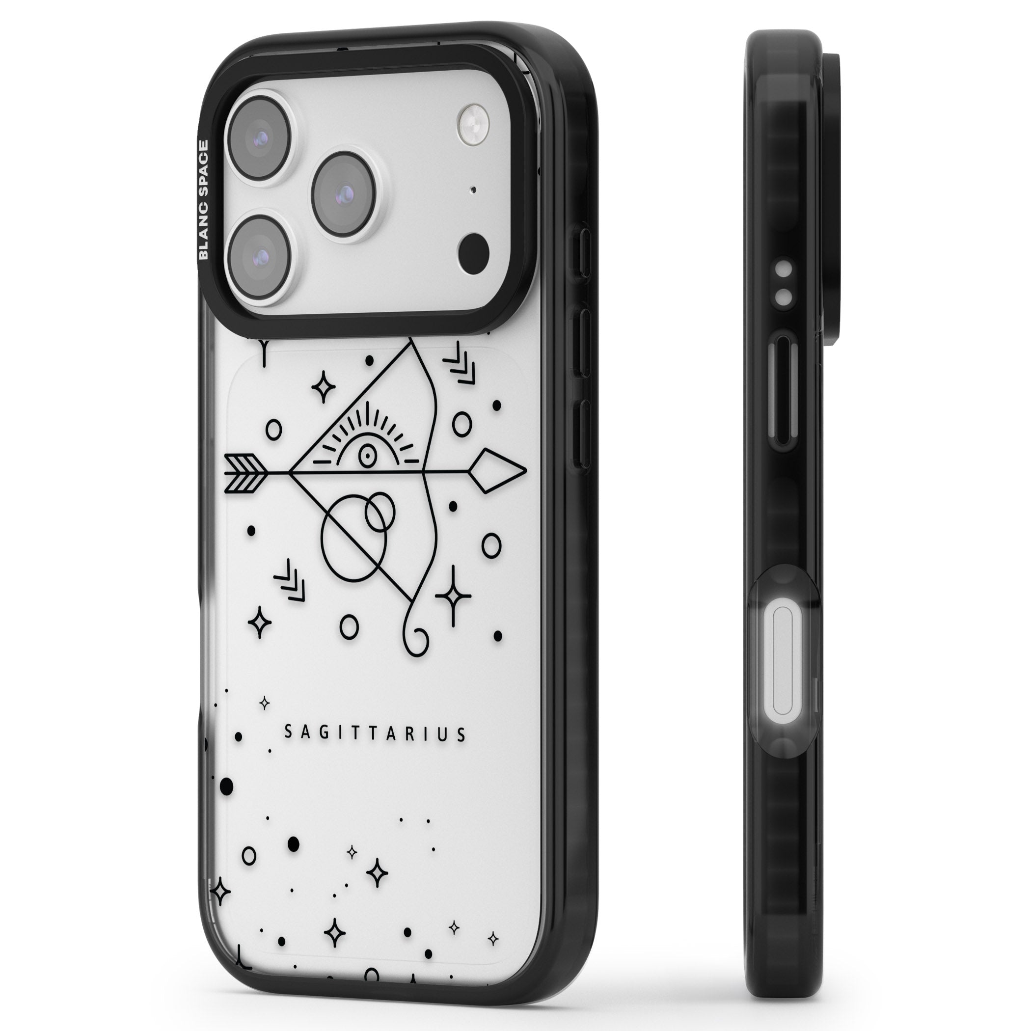 Sagittarius Arcane iPhone 17 Pro Impact Black Phone Case Side Profile