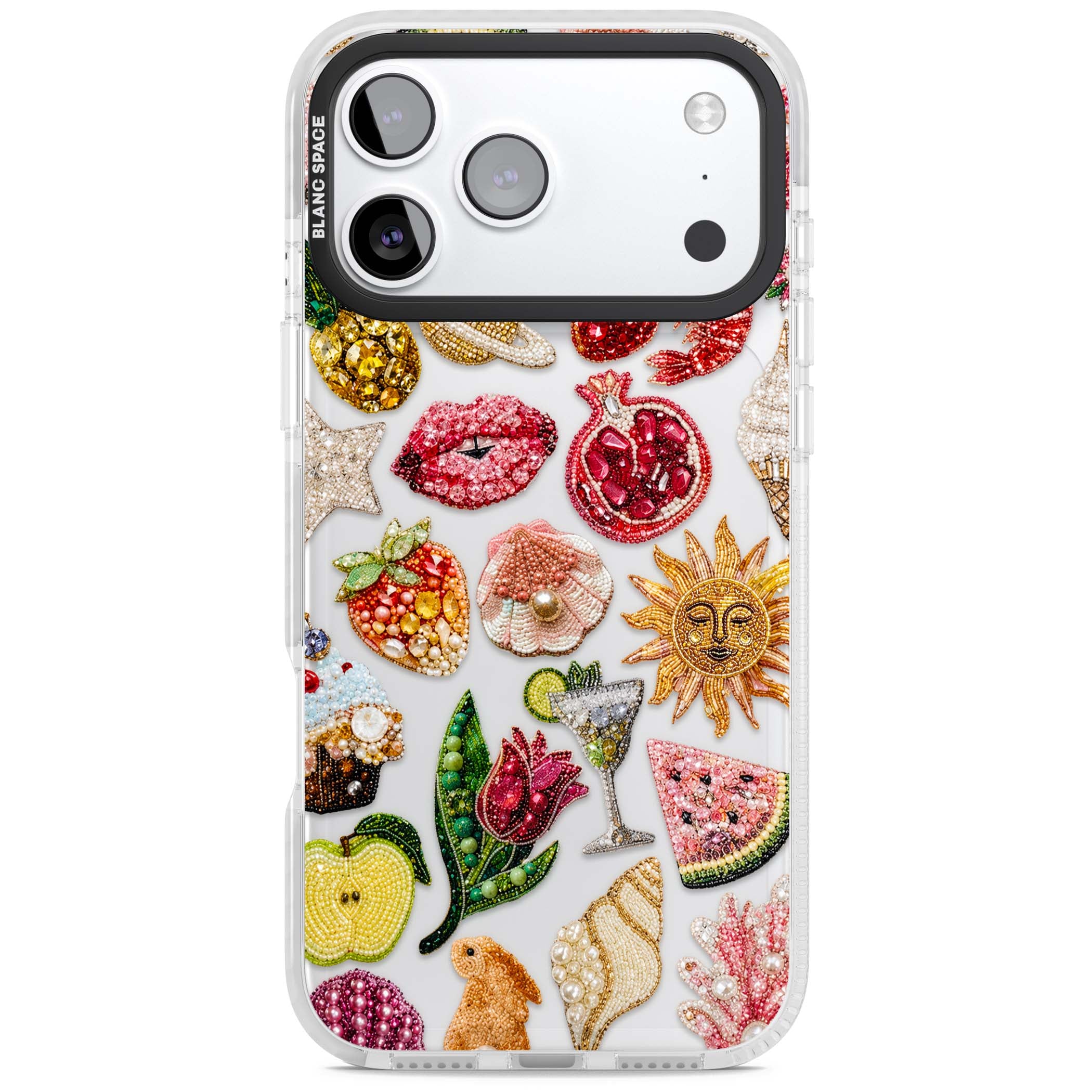 Beaded Riviera coquette iPhone case | Black Impact case for iPhone 17 Pro, iPhone 17 Pro Max