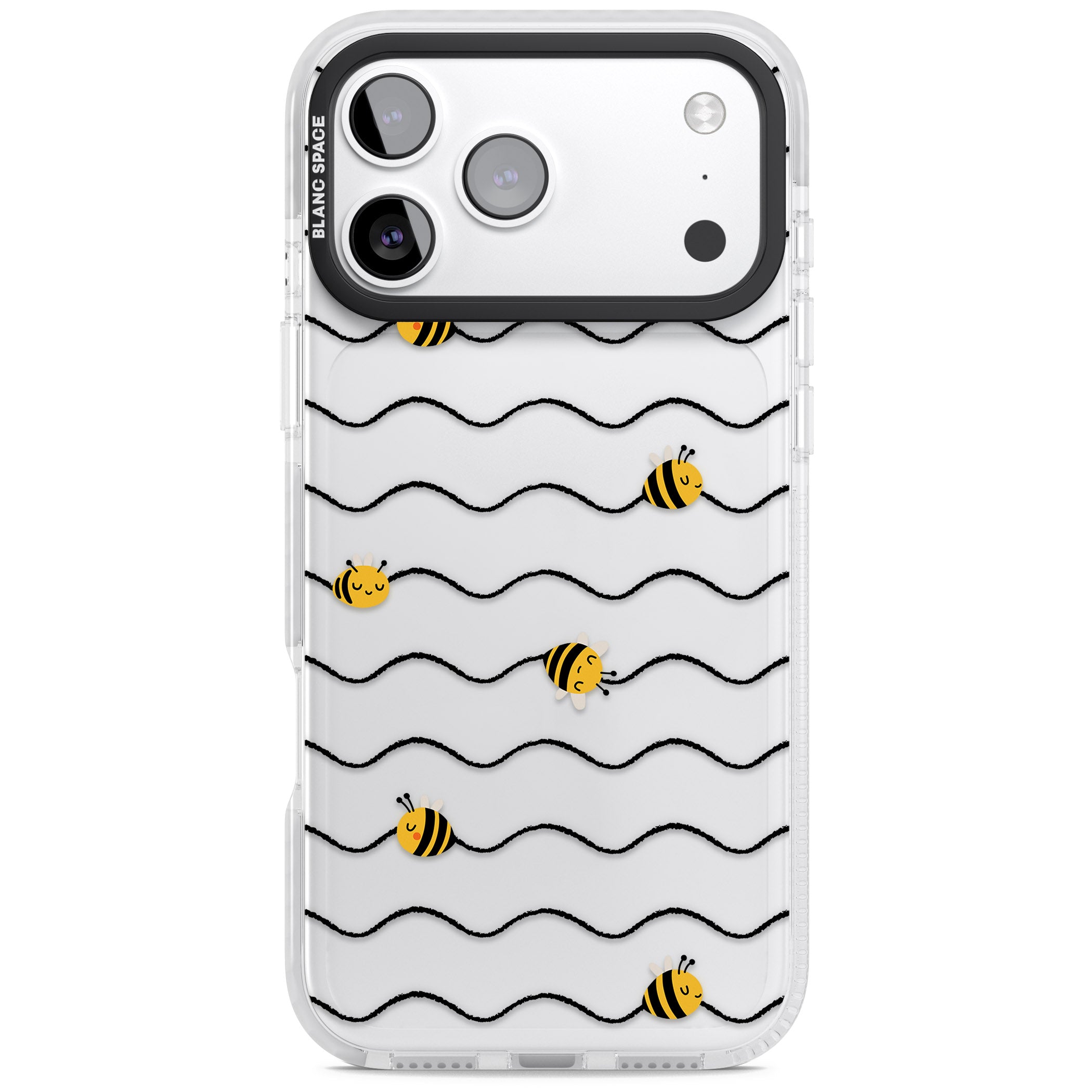 Bee Wave Pattern iPhone 17 Pro Impact Clear Phone Case
