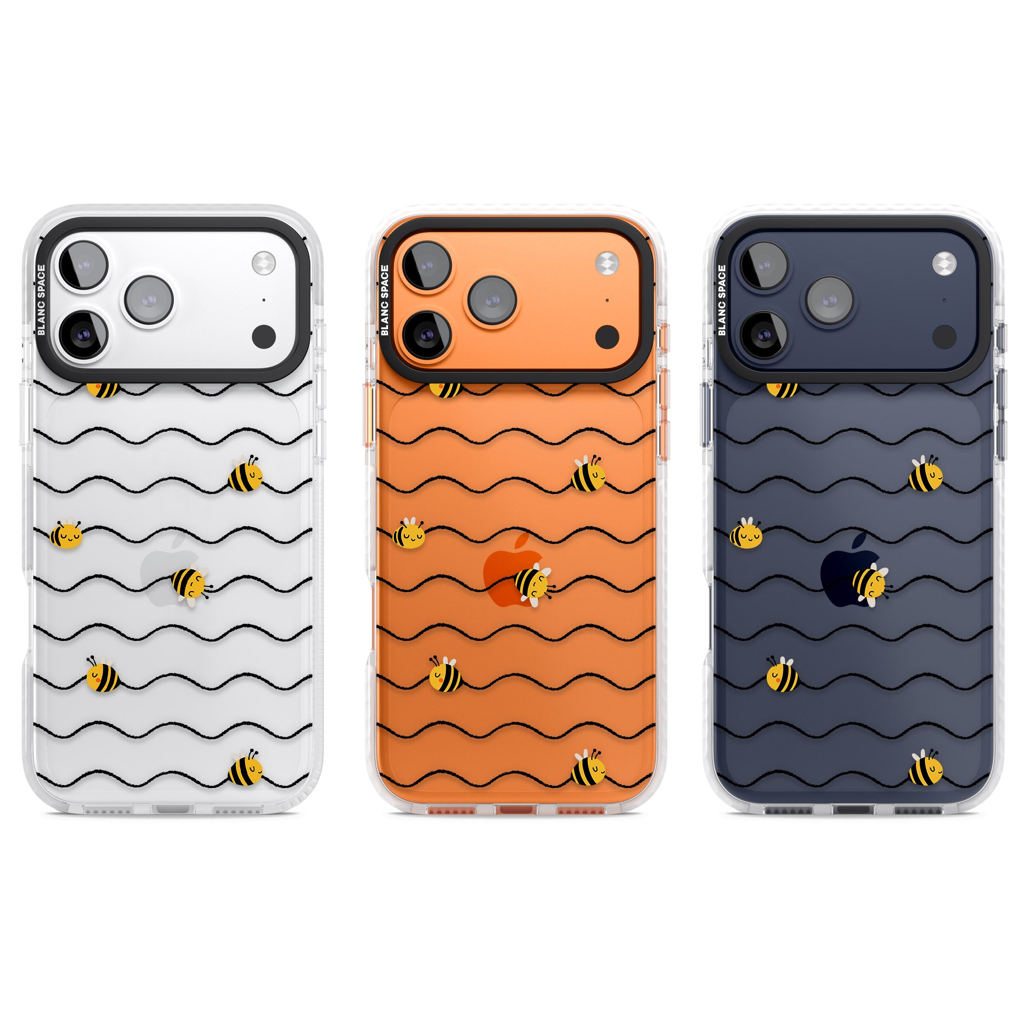 Bee Wave Pattern iPhone 17 Pro Impact Clear Phone Case APT Impact Protection