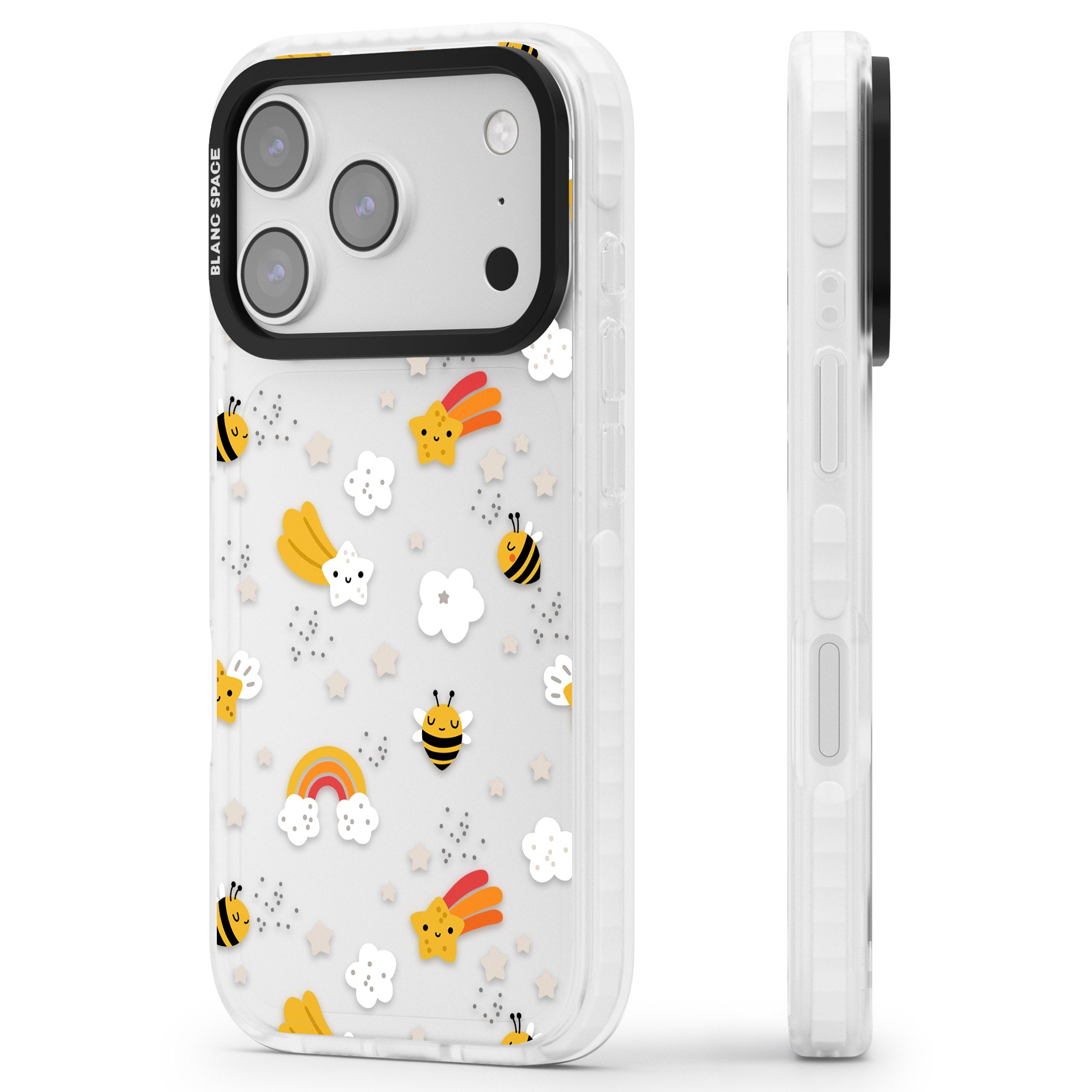 Busy Bee iPhone 17 Pro Impact Clear Phone Case Side Profile