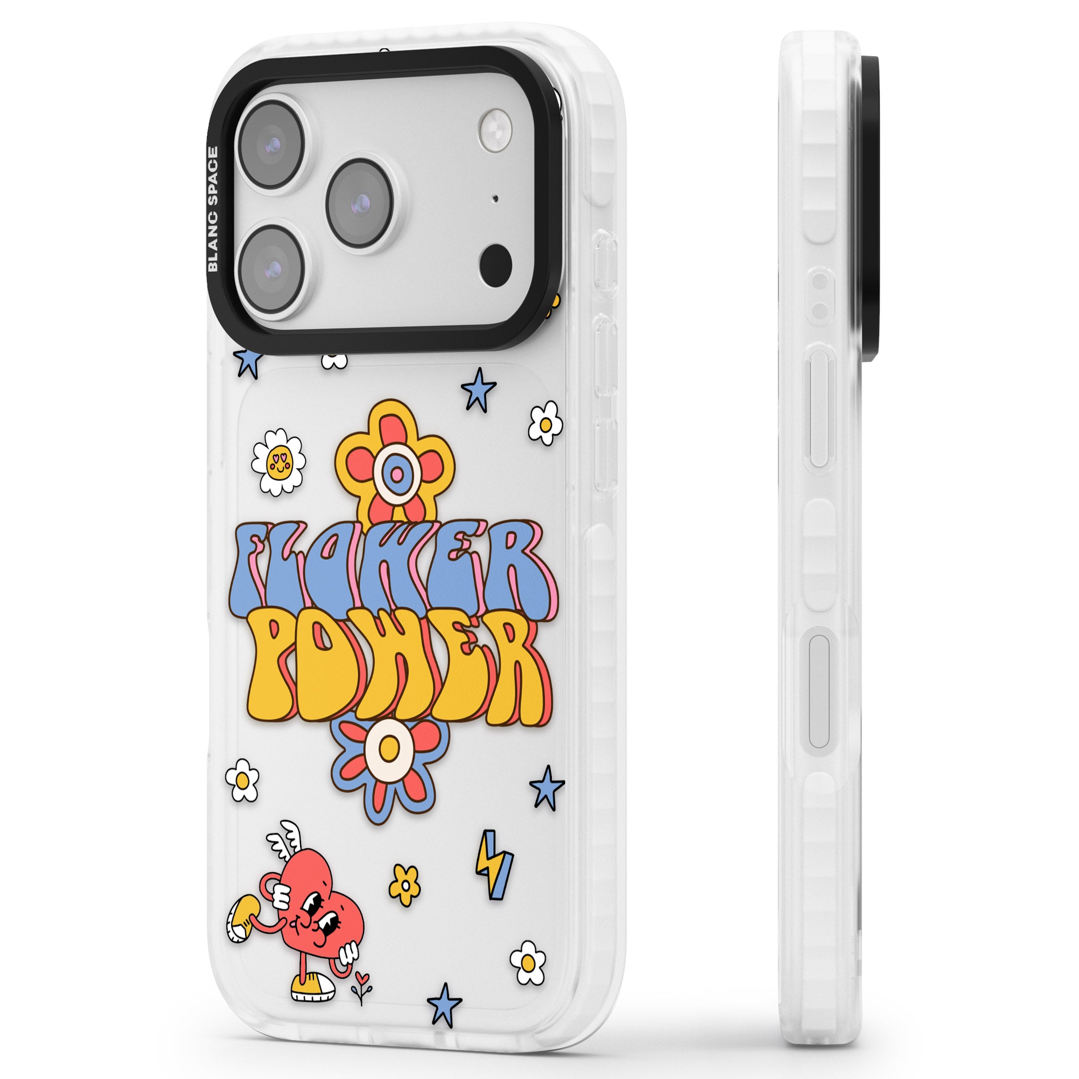 Flower Power iPhone 17 Pro Impact Clear Phone Case Side Profile