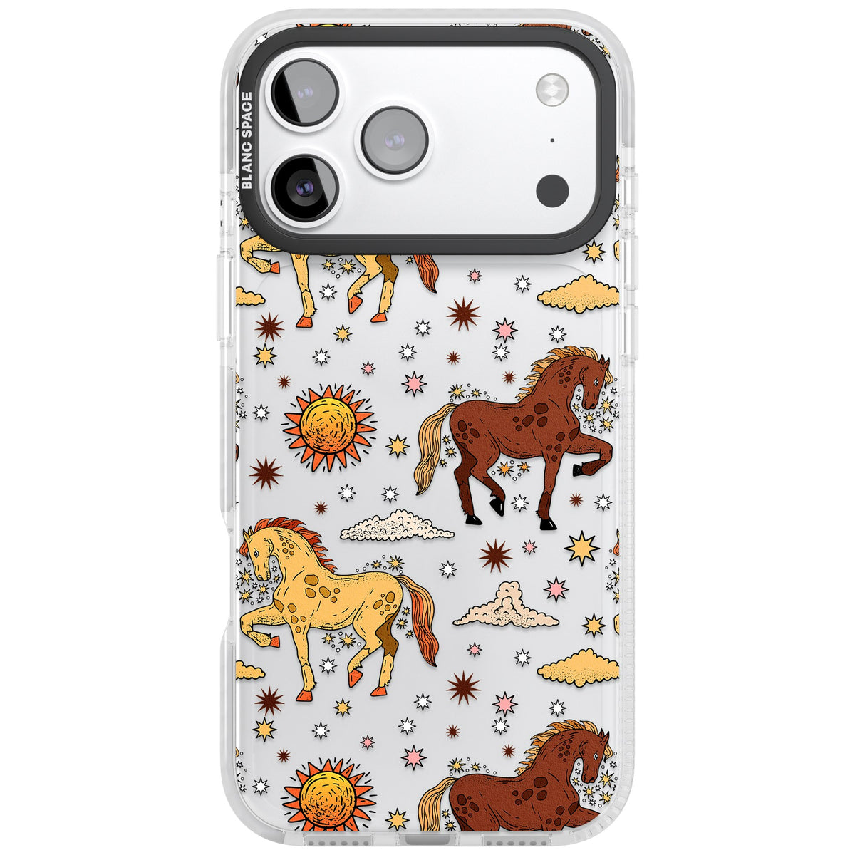 Boho Celestial Wild Horses iPhone 17 Pro Max Impact Clear Phone Case front