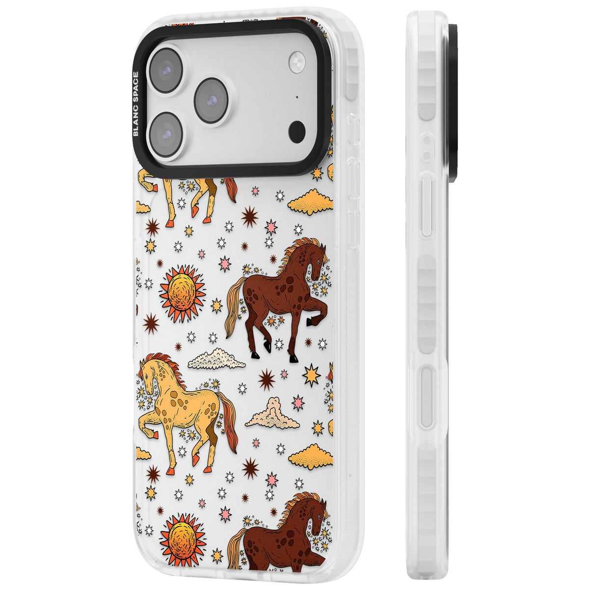 Boho Celestial Wild Horses iPhone 17 Pro Max Impact Clear Phone Case side