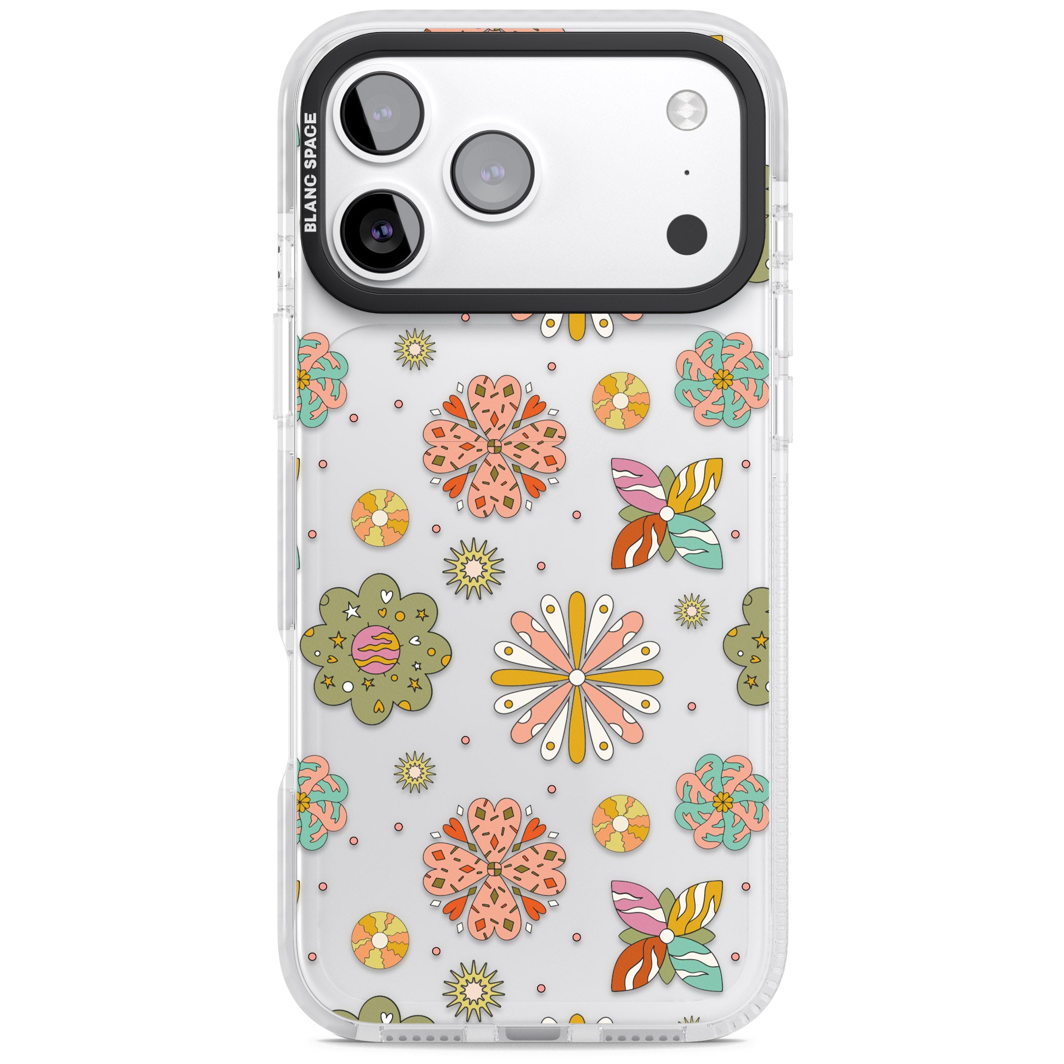Boho Celestial Psychedelic Floral iPhone 17 Pro Impact Clear Phone Case