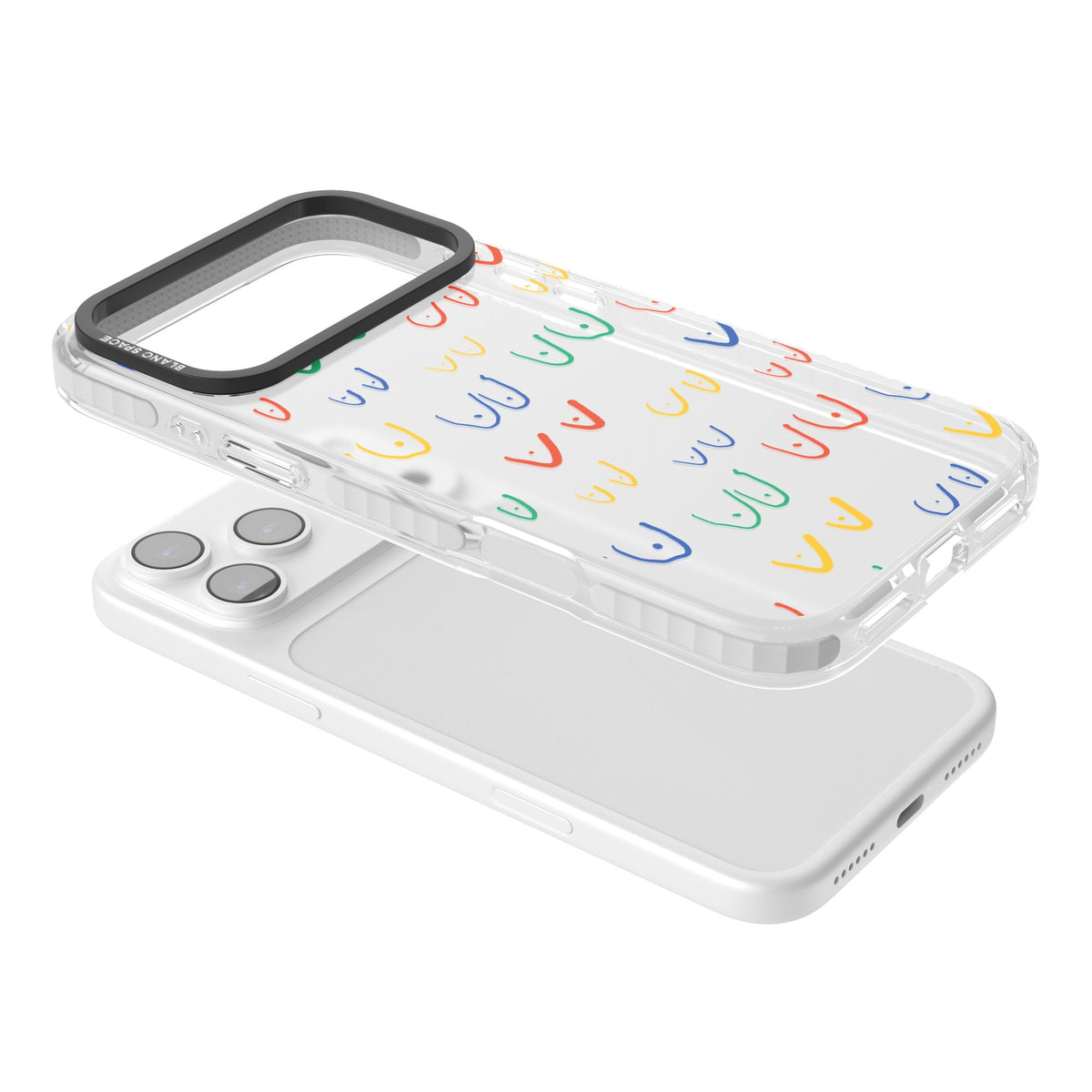 Boob Pattern (Multicolour) iPhone 17 Pro Max Impact Clear Phone Case angled