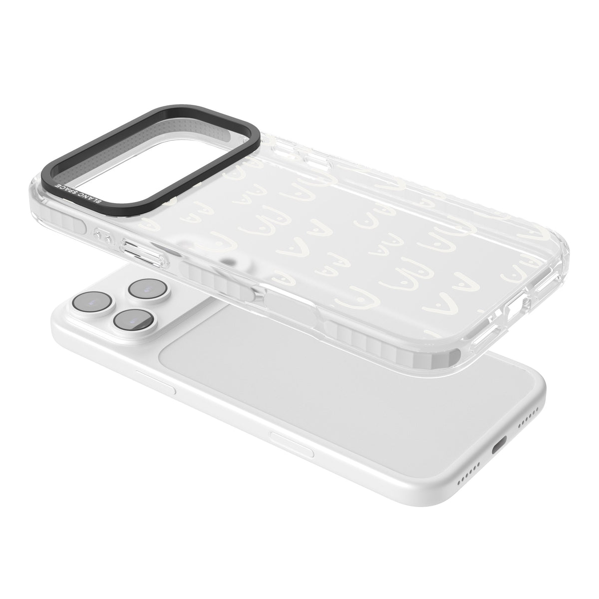 Boob Pattern (White) iPhone 17 Pro Max Impact Clear Phone Case angled