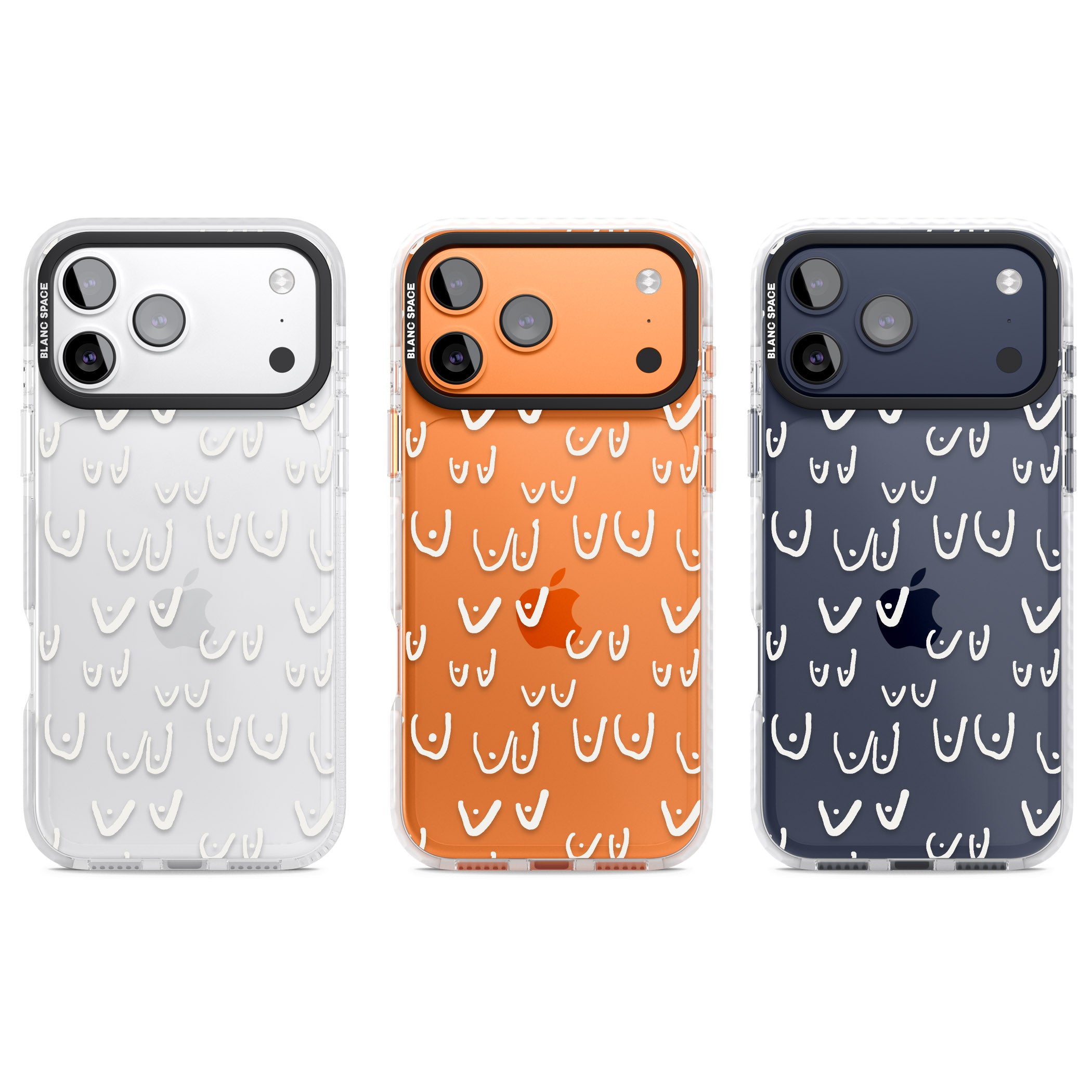 Boob Pattern (White) iPhone 17 Pro Impact Clear Phone Case APT Impact Protection