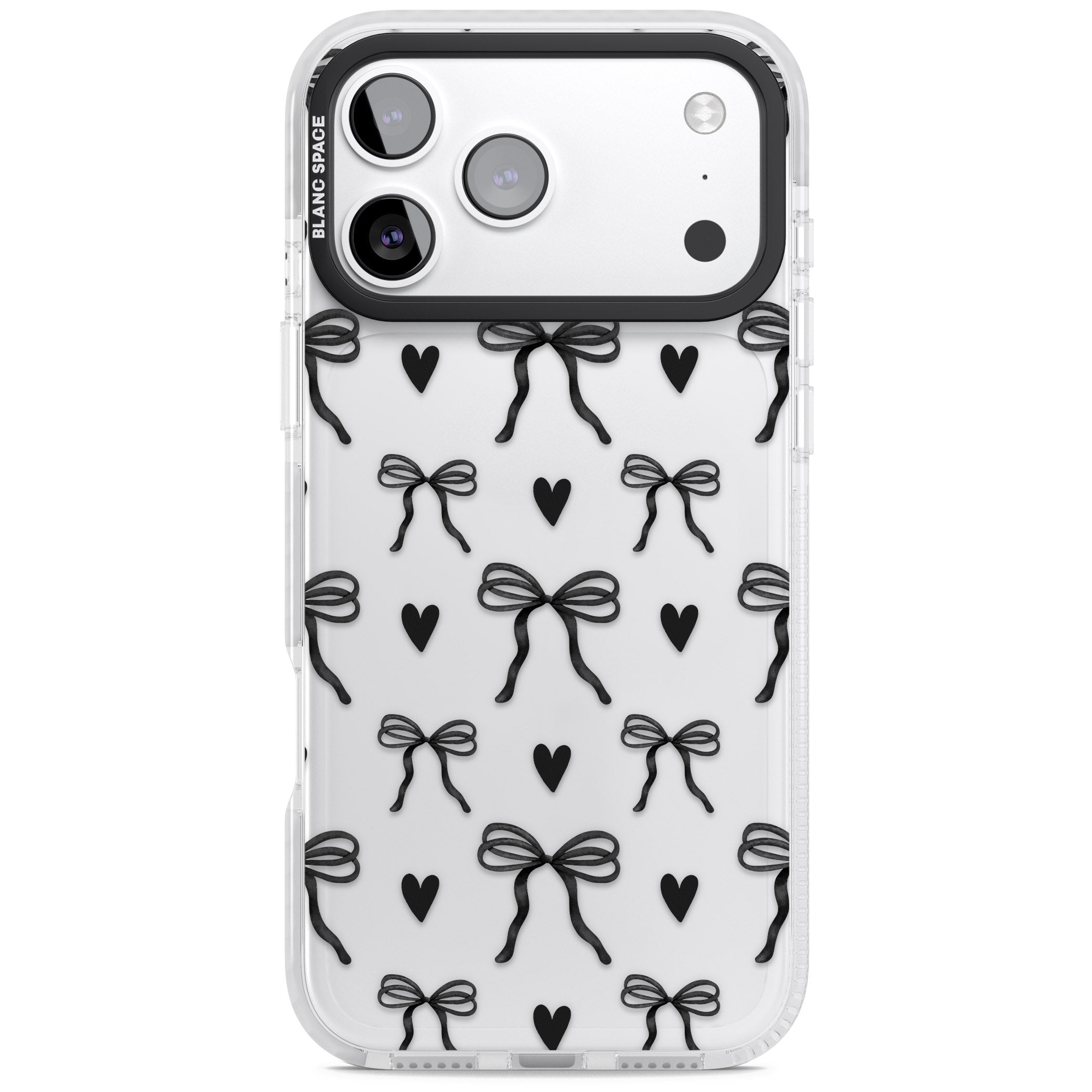 Black Bows & Hearts iPhone 17 Pro Impact Clear Phone Case