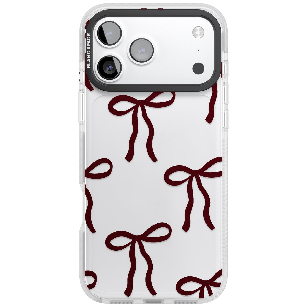 Burgundy Bows iPhone 17 Pro Max Impact Clear Phone Case front