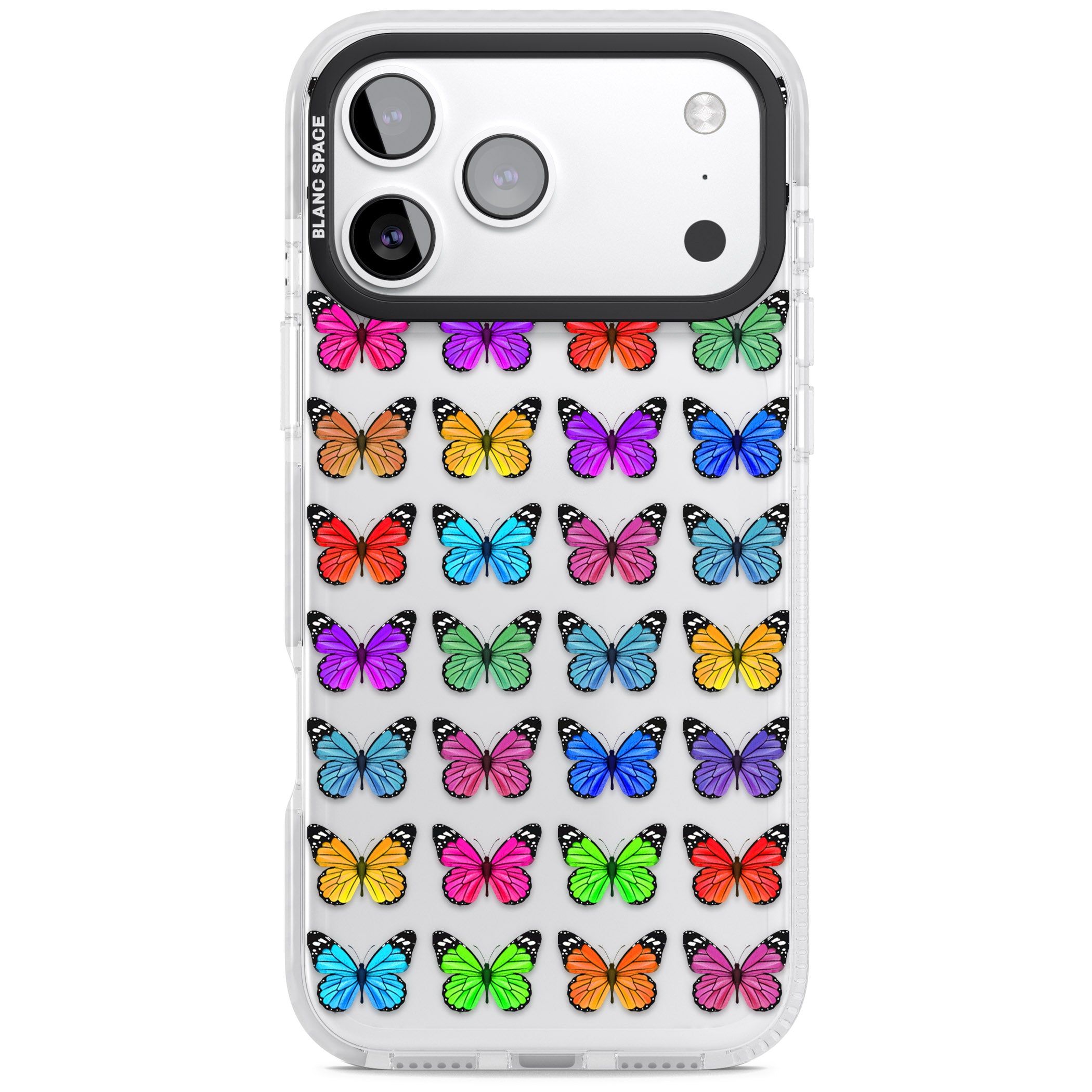 Colourful Butterfly Pattern iPhone 17 Pro Impact Clear Phone Case