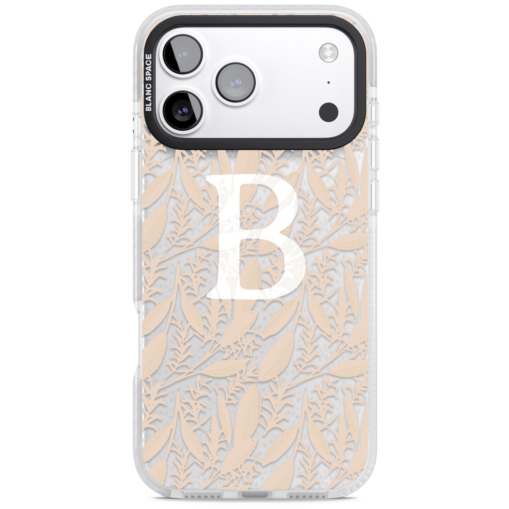 Personalised Monogram Subtle Abstract Floral iPhone 17 Pro Impact Clear Phone Case