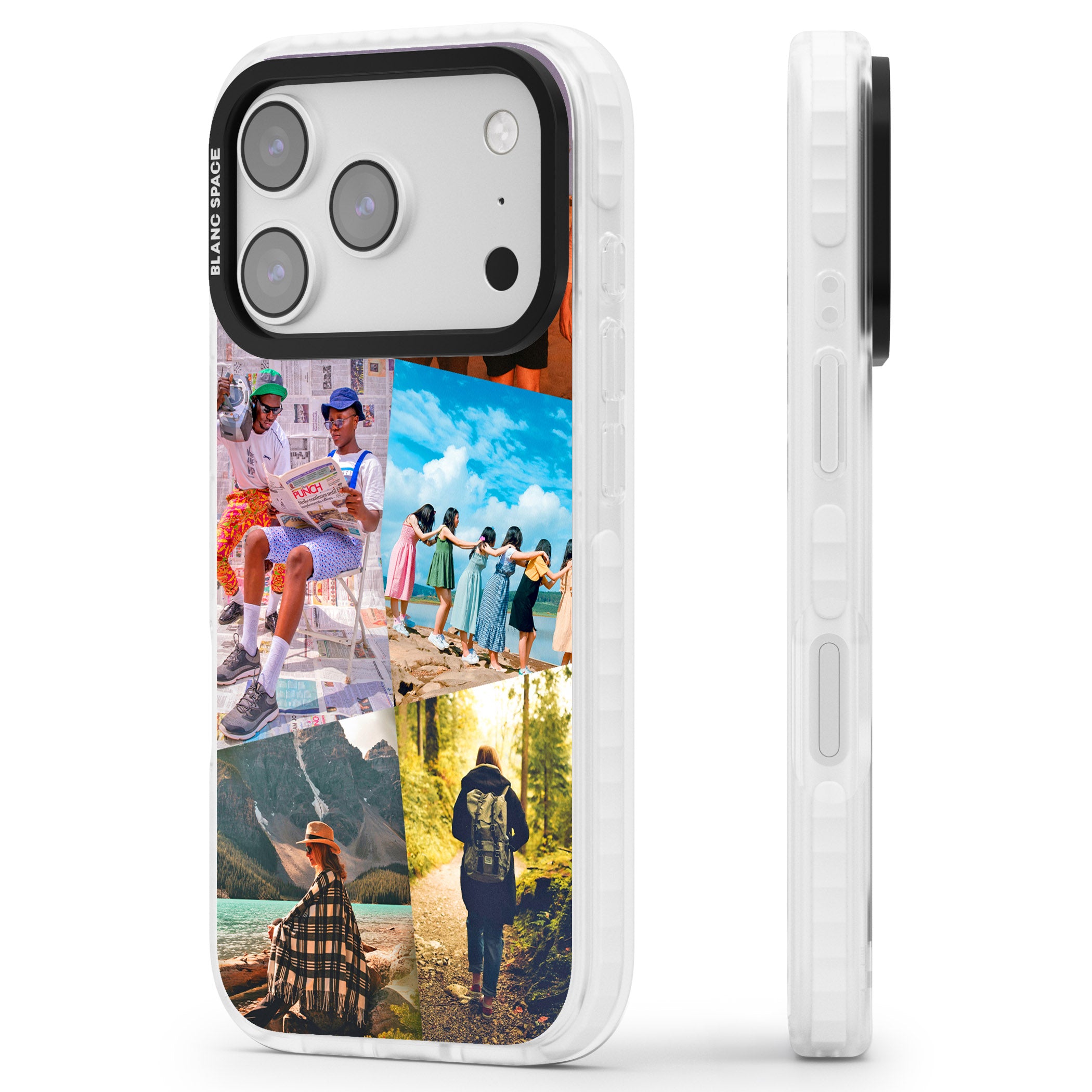 Personalised Abstract Photo Grid iPhone 17 Pro Impact Clear Phone Case Side Profile