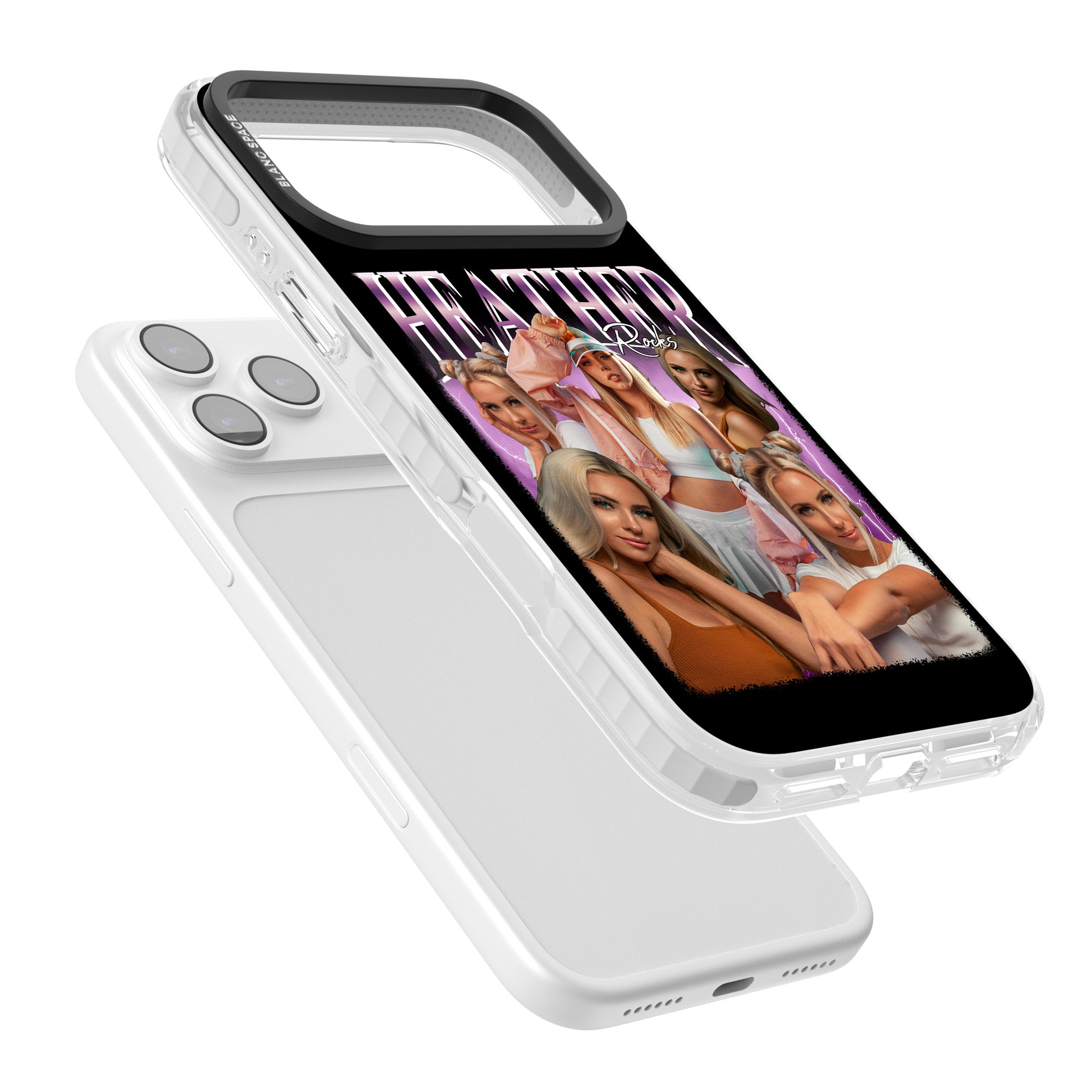 Personalised Airbrush Name & Photo Collage (Pink) iPhone 17 Pro Impact Clear Phone Case Colours