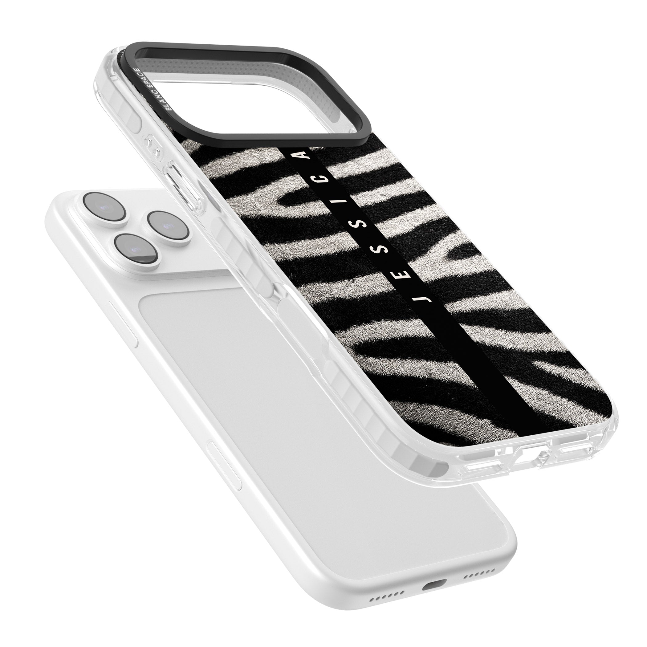 Personalised Zebra Print iPhone 17 Pro Impact Clear Phone Case Colours
