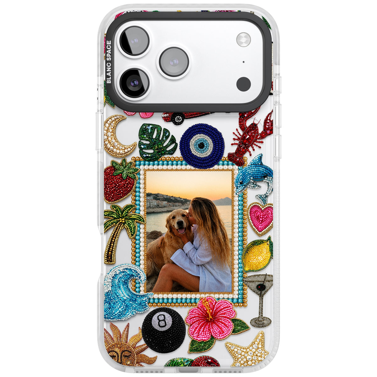 Personalised Beaded Photo iPhone 17 Pro Max Impact Clear Phone Case front