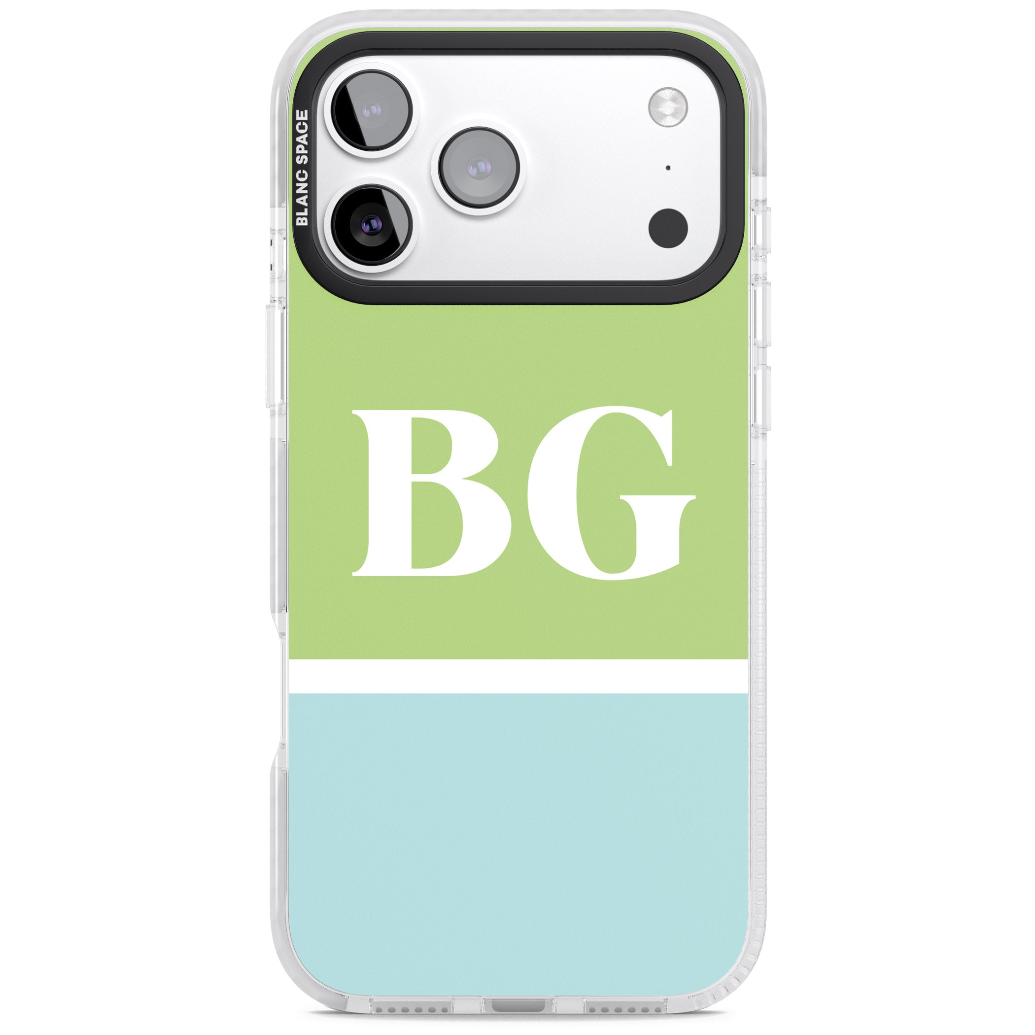 Personalised Colorblock: Green & Turquoise iPhone 17 Pro Impact Clear Phone Case