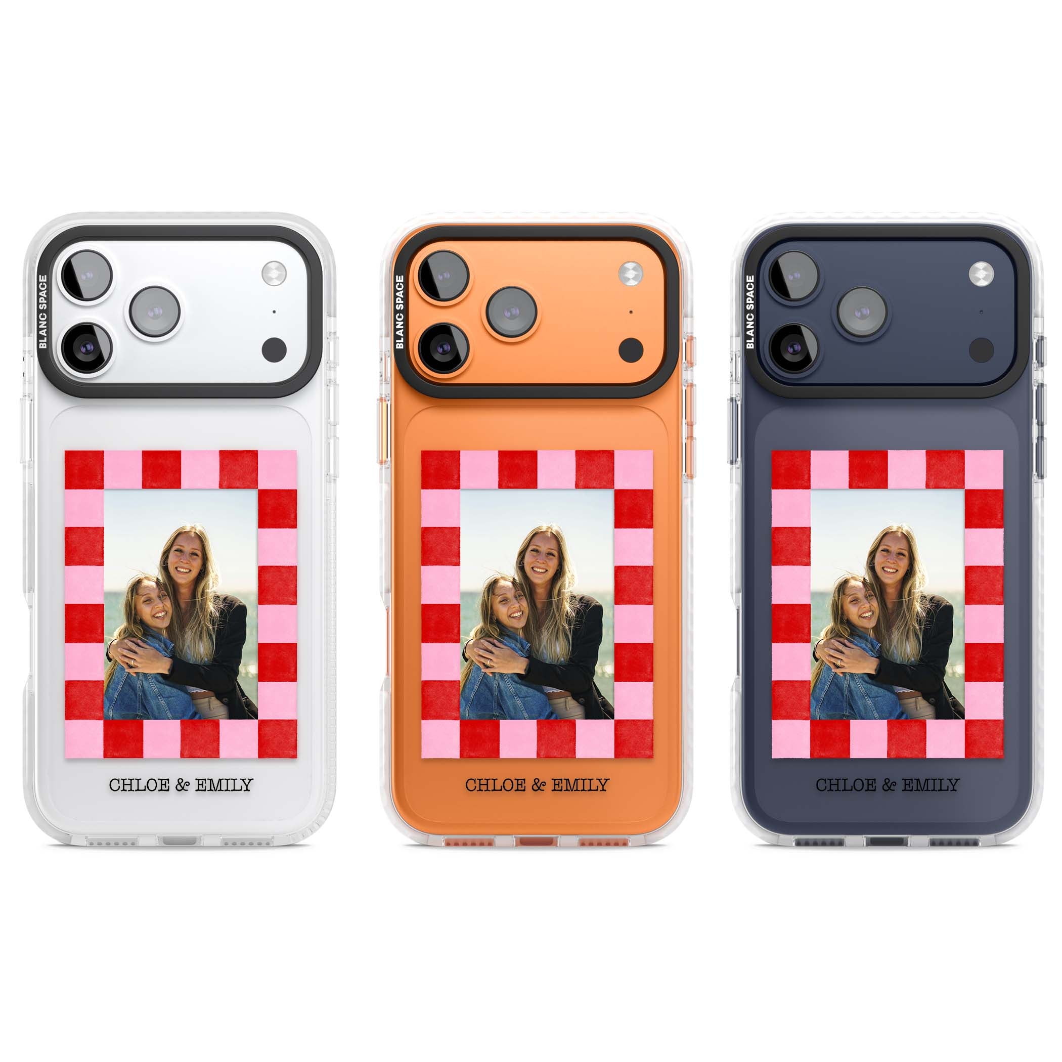 Bubblegum Check Photo for her iPhone case | Black Impact case for iPhone 17 Pro, iPhone 17 Pro Max
