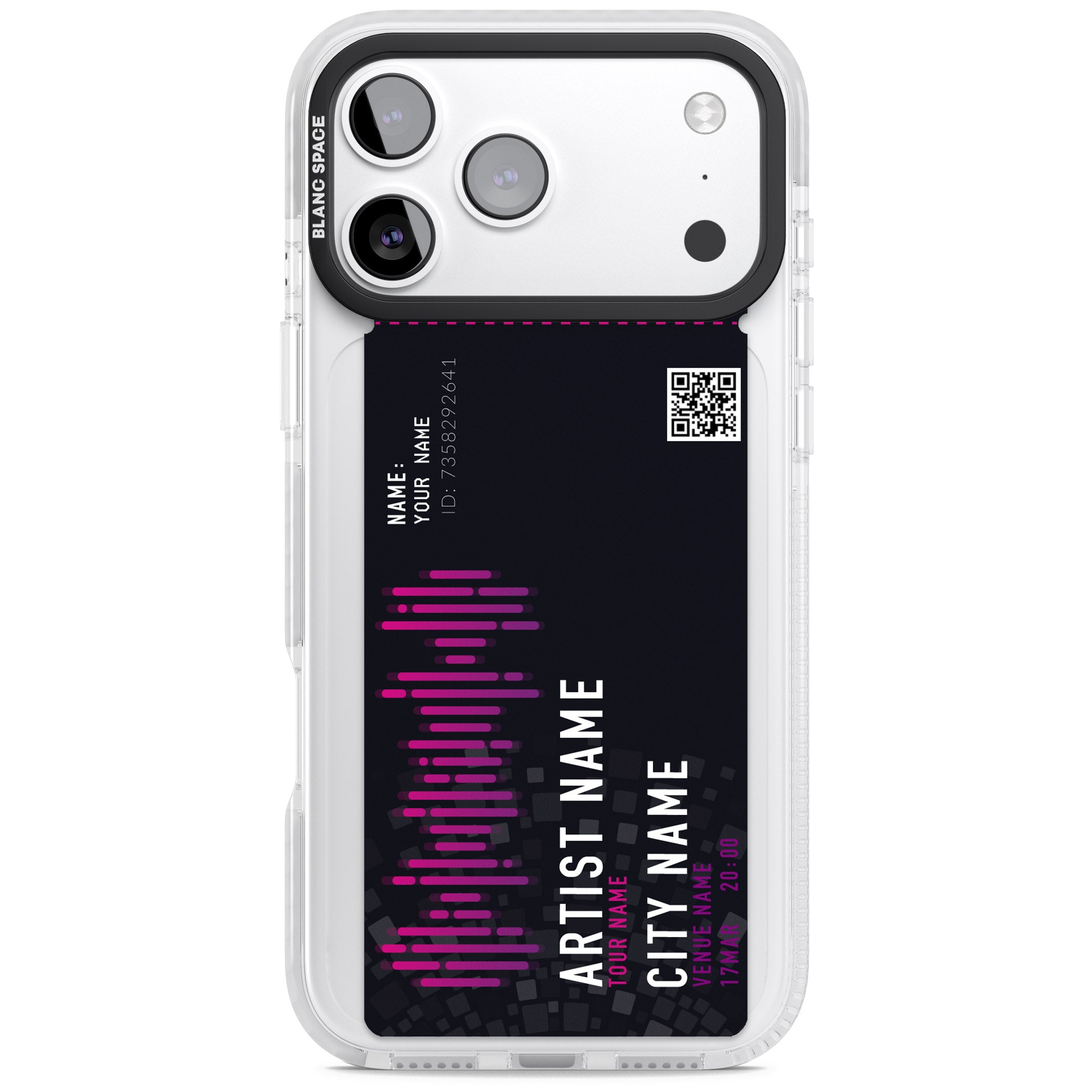 Personalised Concert Ticket iPhone 17 Pro Impact Clear Phone Case
