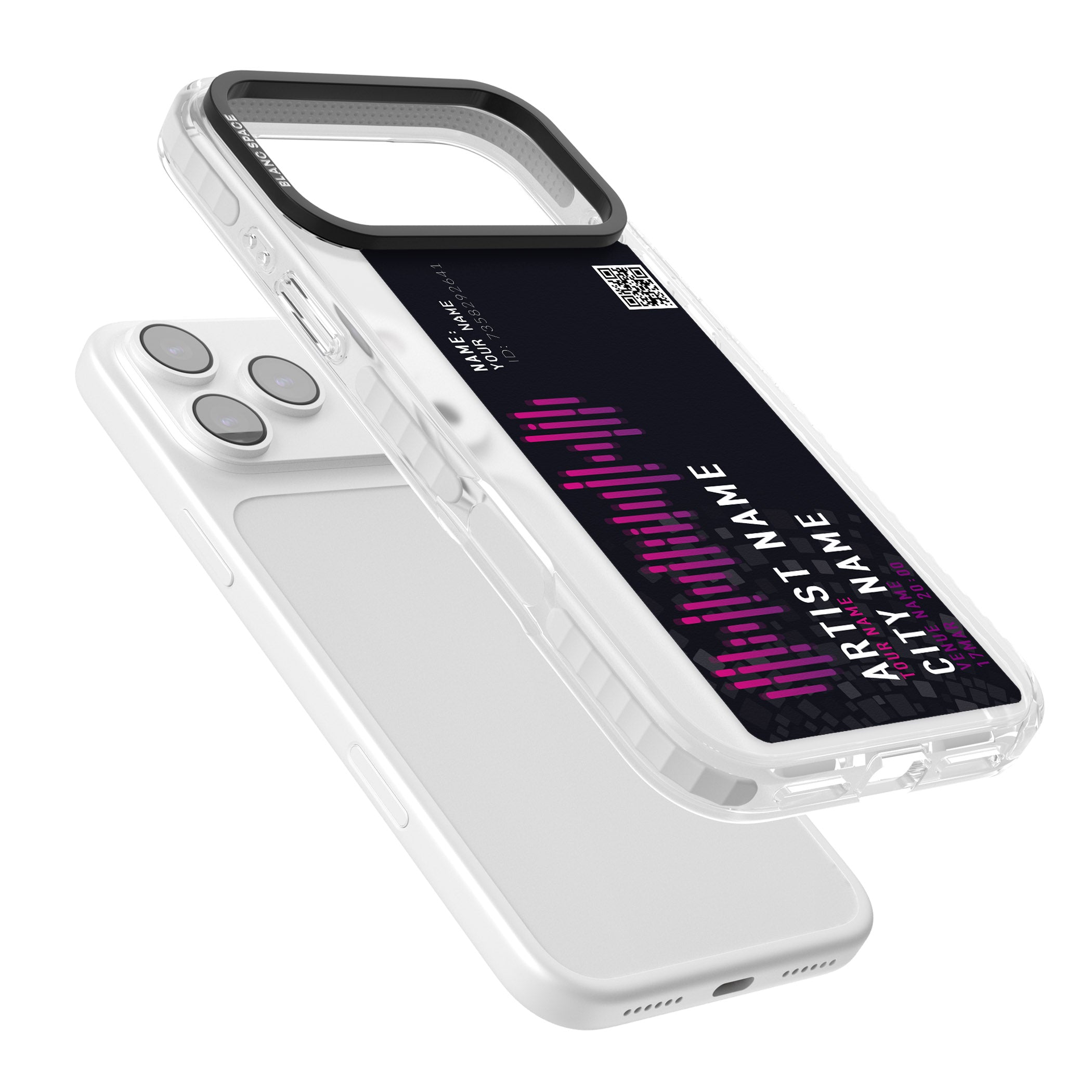 Personalised Concert Ticket iPhone 17 Pro Impact Clear Phone Case Colours