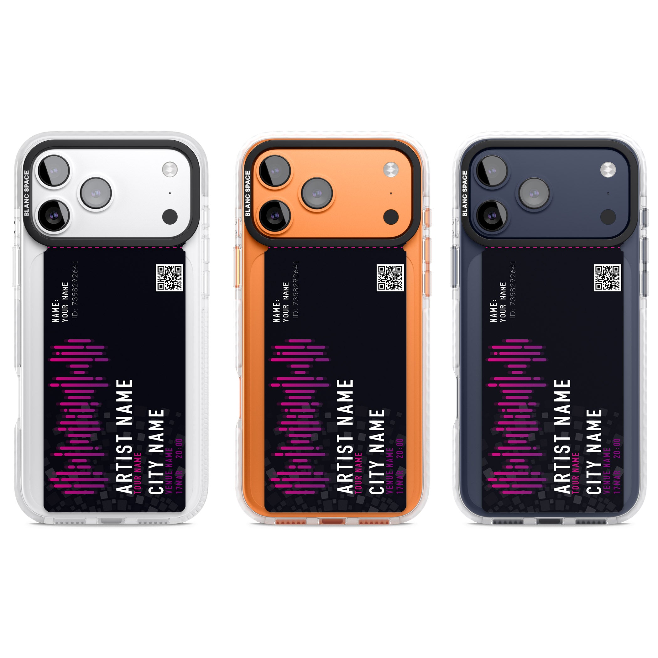 Personalised Concert Ticket iPhone 17 Pro Impact Clear Phone Case APT Impact Protection