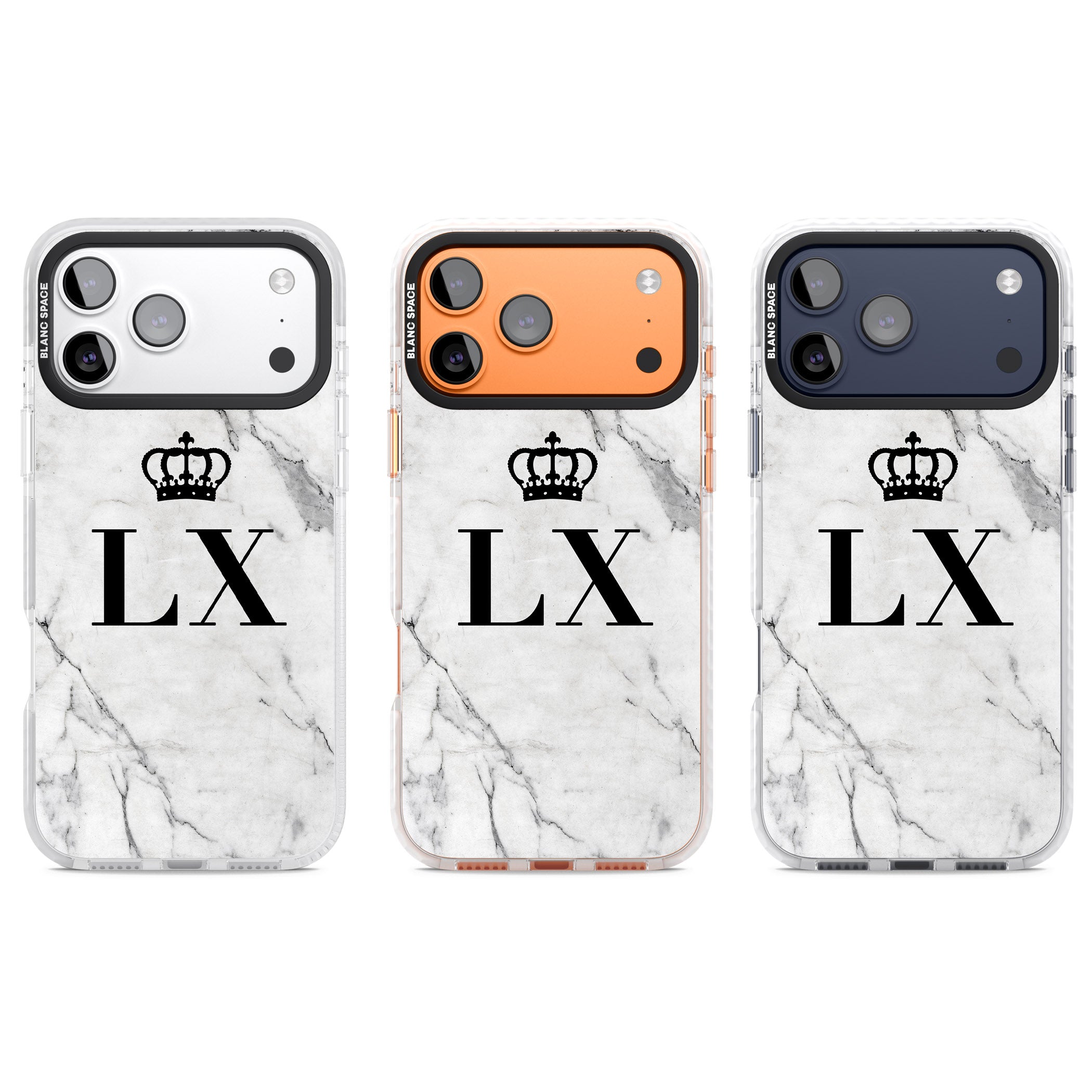 Personalised Initial Crown Marble iPhone 17 Pro Impact Clear Phone Case APT Impact Protection