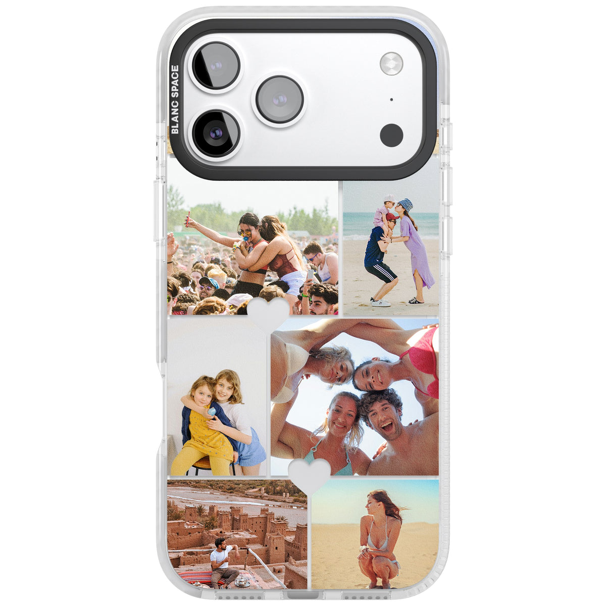 Personalised Heart Photo Grid iPhone 17 Pro Max Impact Clear Phone Case front