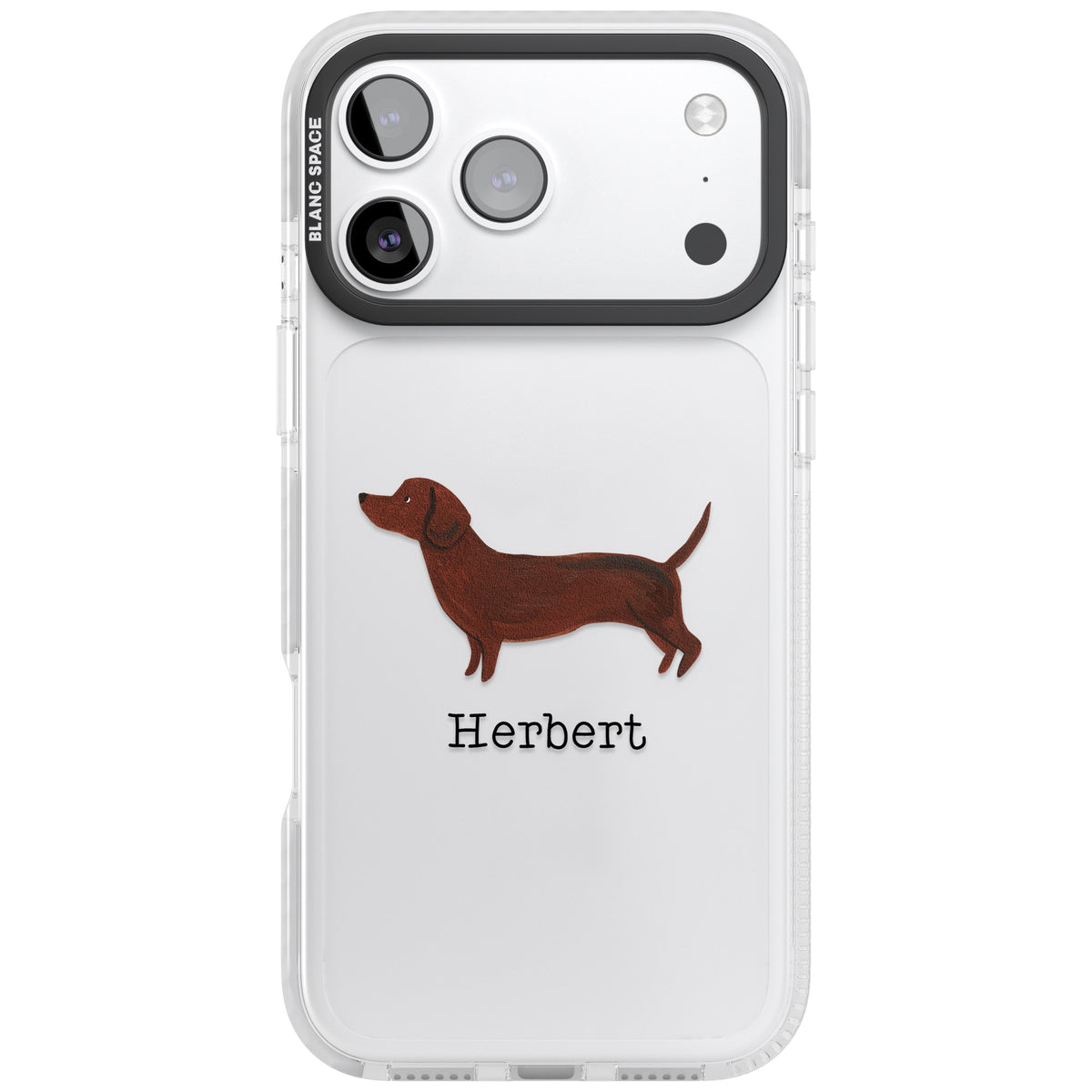 Personalised Sausage Dog iPhone 17 Pro Max Impact Clear Phone Case front