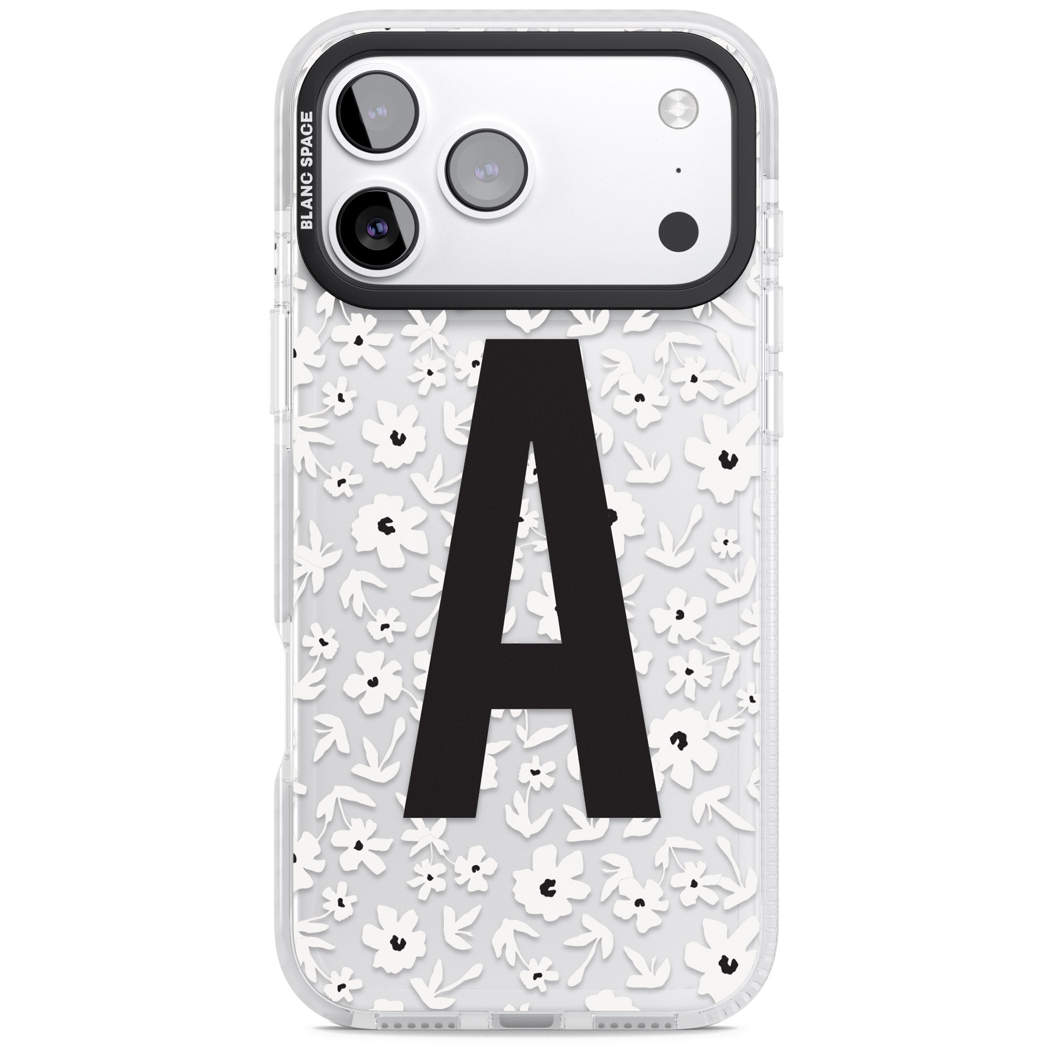 Personalised Bold Initial Floral iPhone 17 Pro Impact Clear Phone Case