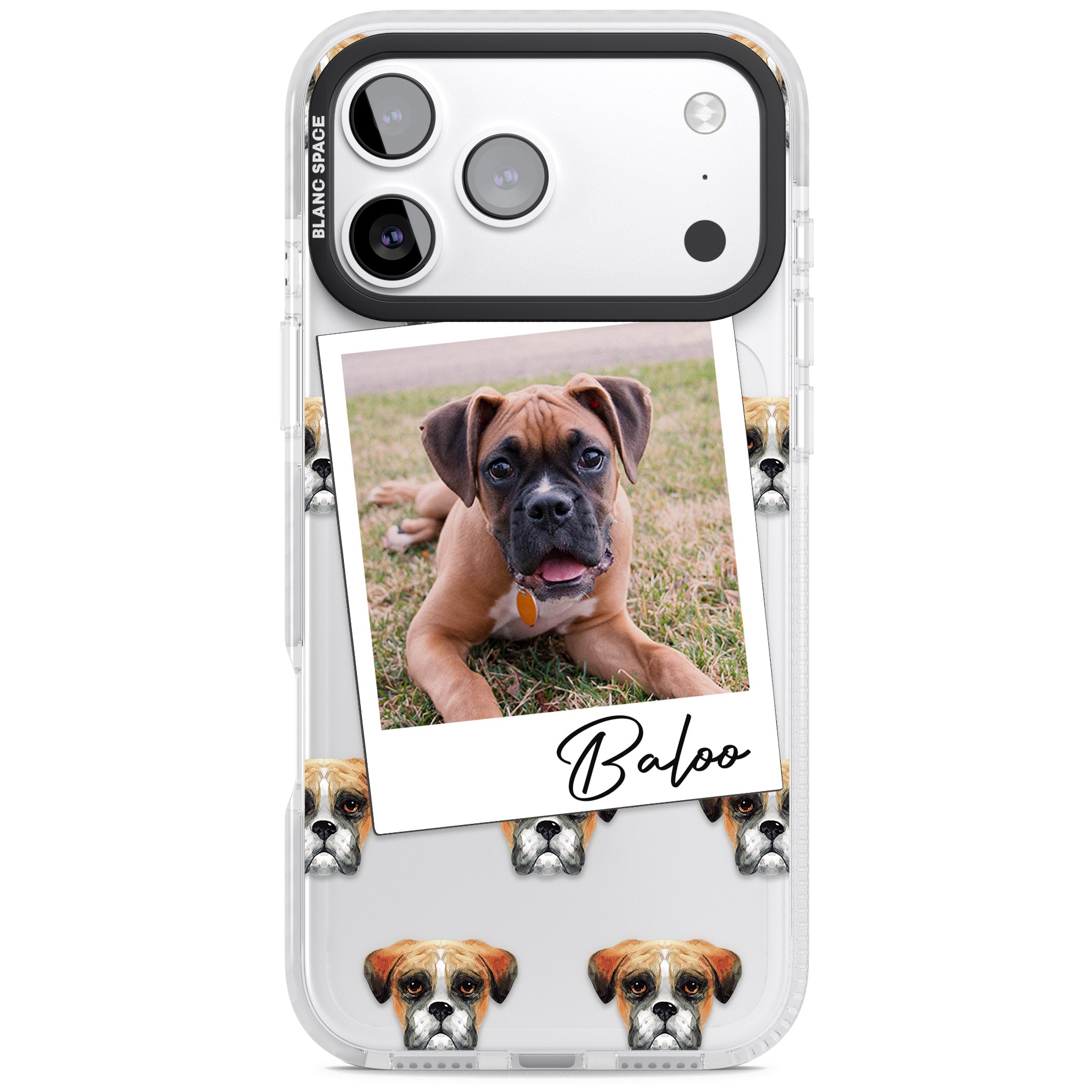 Personalised Boxer Instant Camera Photo iPhone 17 Pro Impact Clear Phone Case