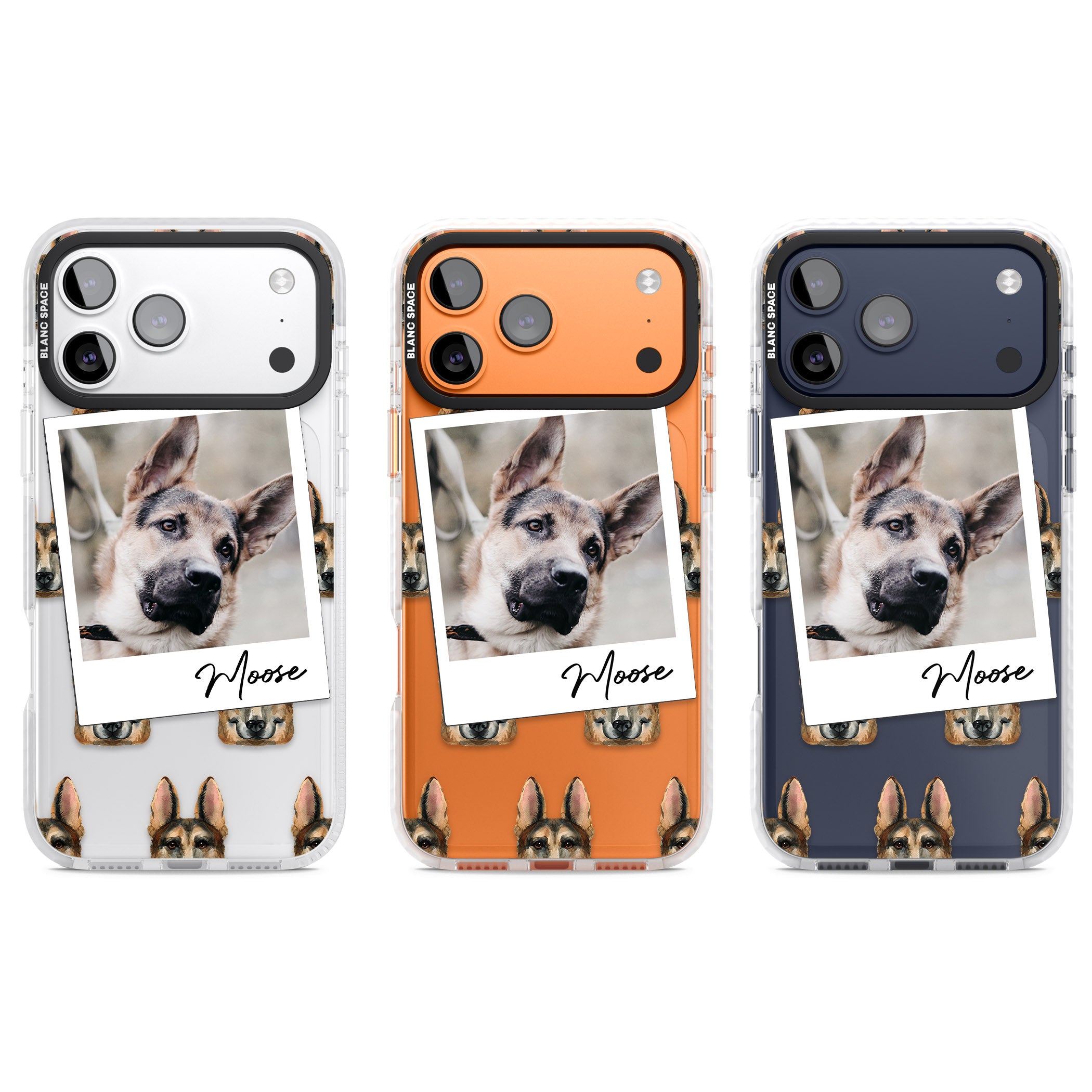 Personalised German Shepherd Instant Camera Photo iPhone 17 Pro Impact Clear Phone Case APT Impact Protection
