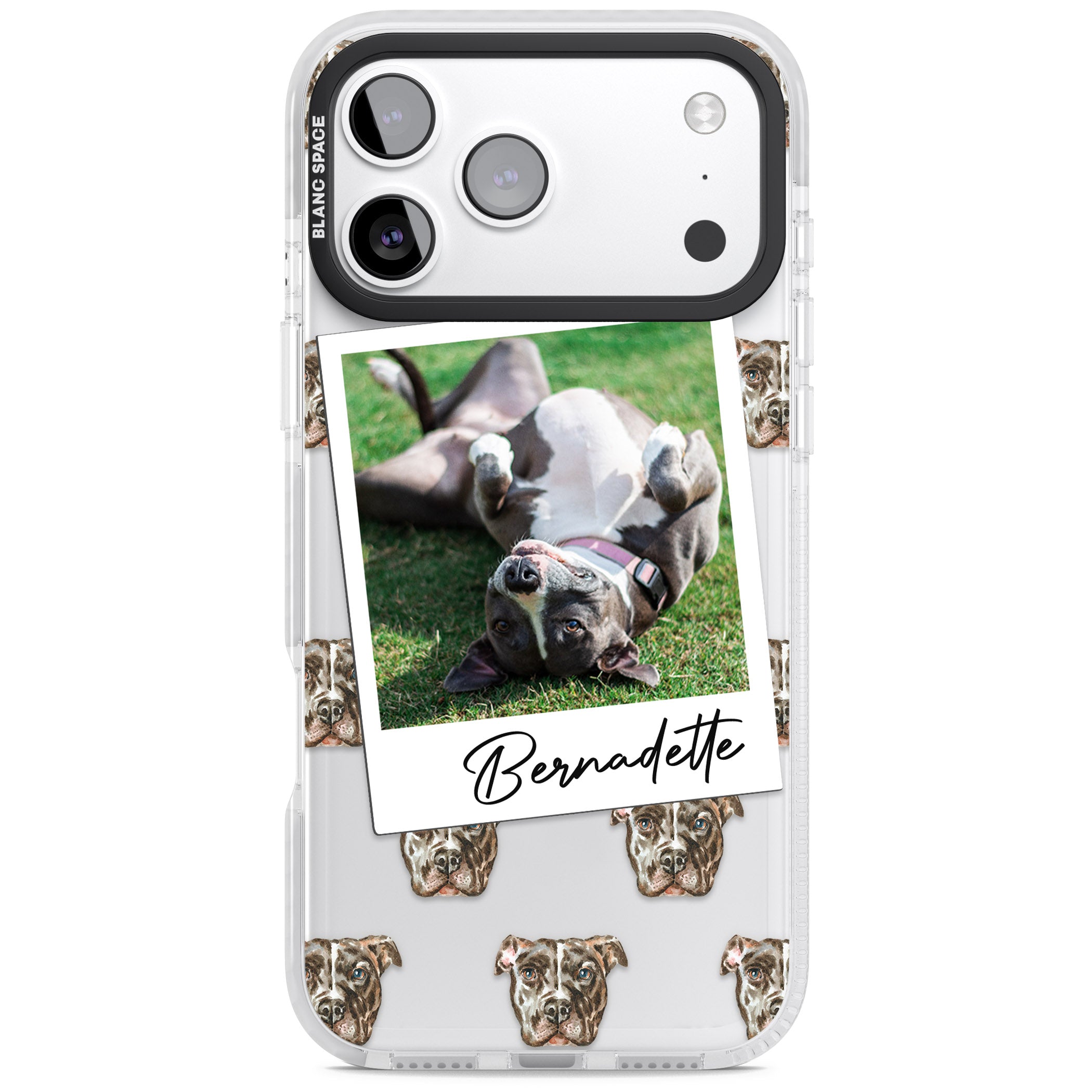 Personalised Staffordshire Bull Terrier Instant Camera Photo iPhone 17 Pro Impact Clear Phone Case