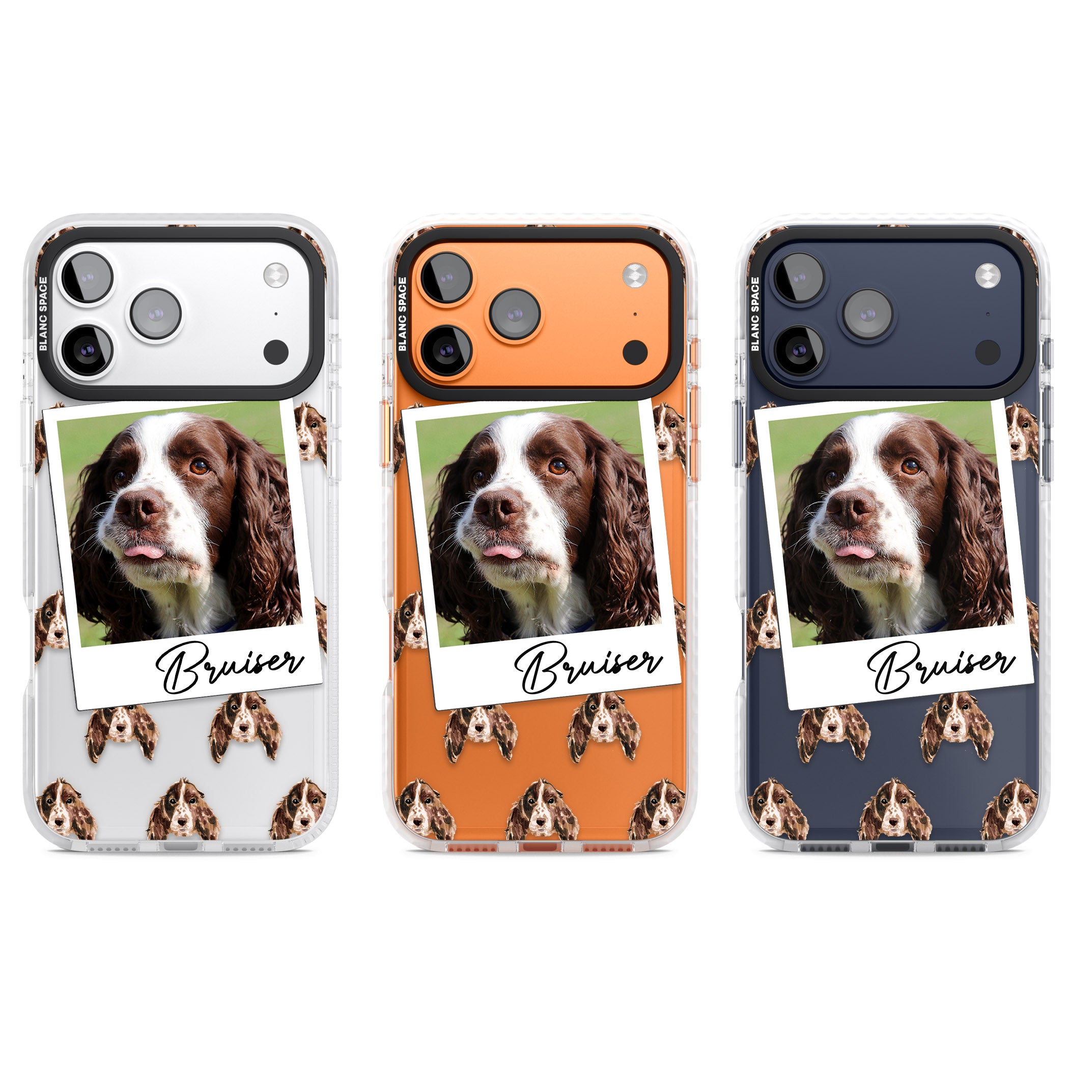 Personalised Springer Spaniel Instant Camera Photo iPhone 17 Pro Impact Clear Phone Case APT Impact Protection