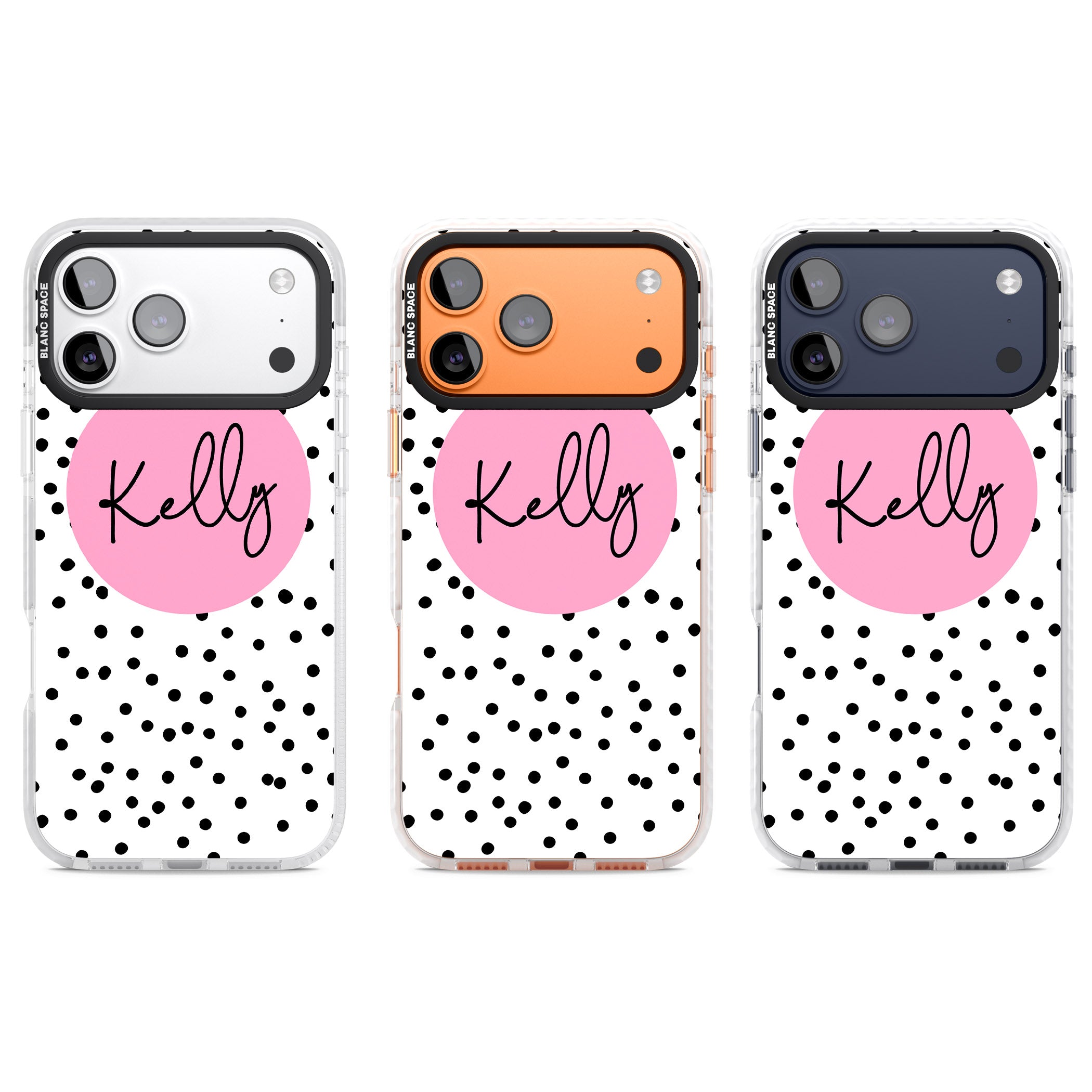 Personalised Pink Circle & Dots iPhone 17 Pro Impact Clear Phone Case APT Impact Protection