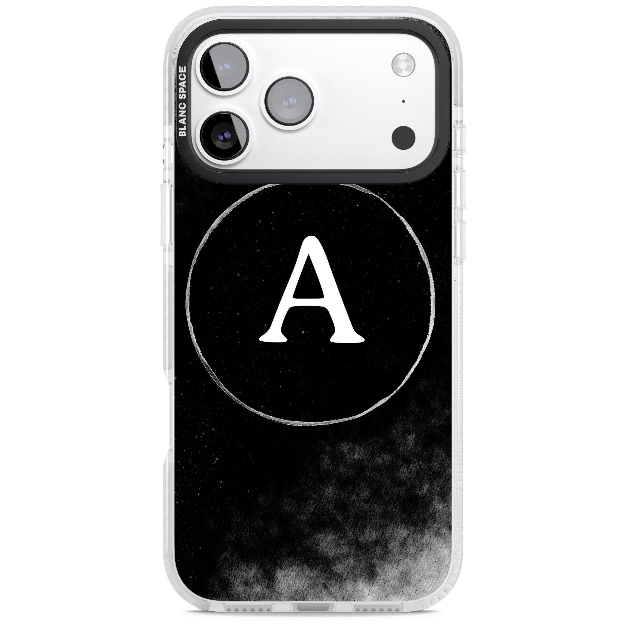 Personalised Monochrome Cosmic Monogram iPhone 17 Pro Impact Clear Phone Case