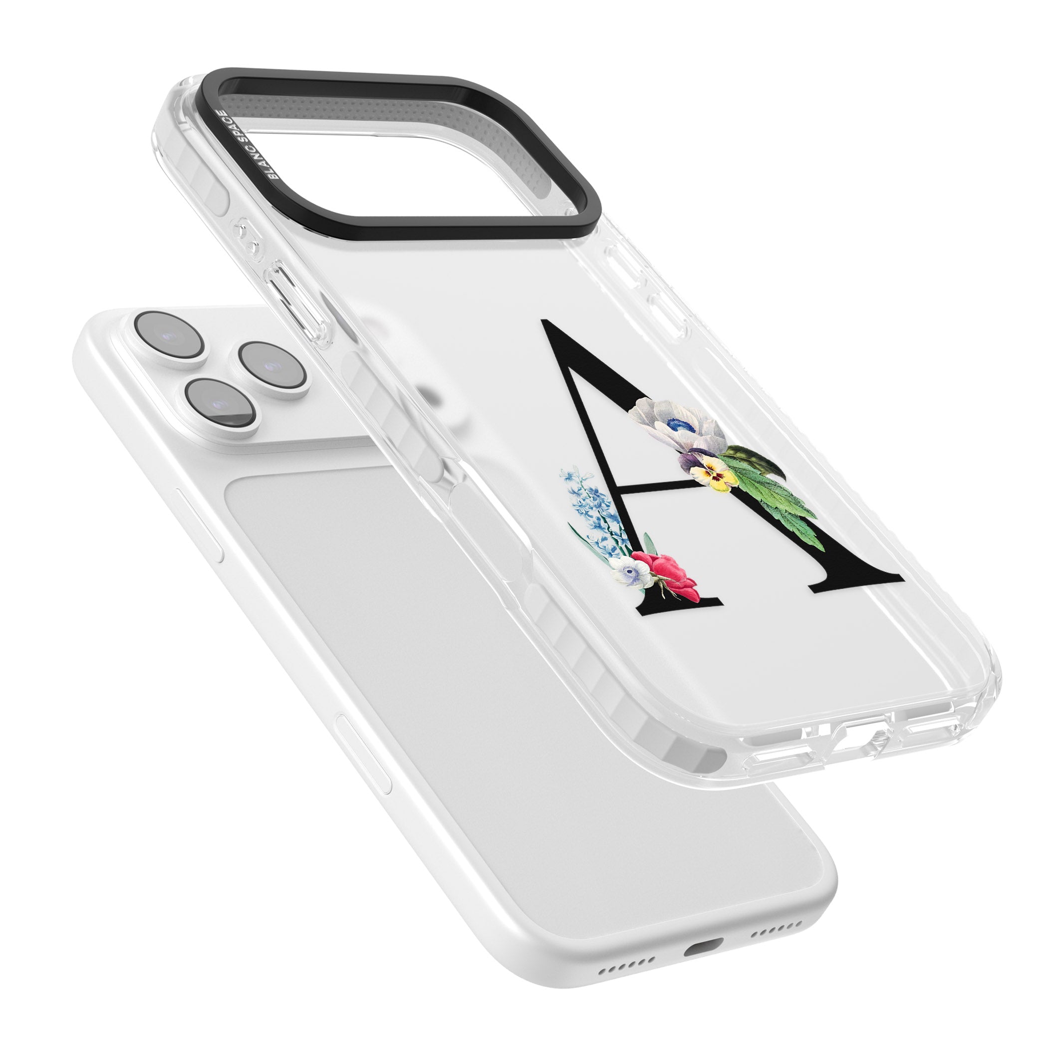 Personalised Floral Initial iPhone 17 Pro Impact Clear Phone Case Colours