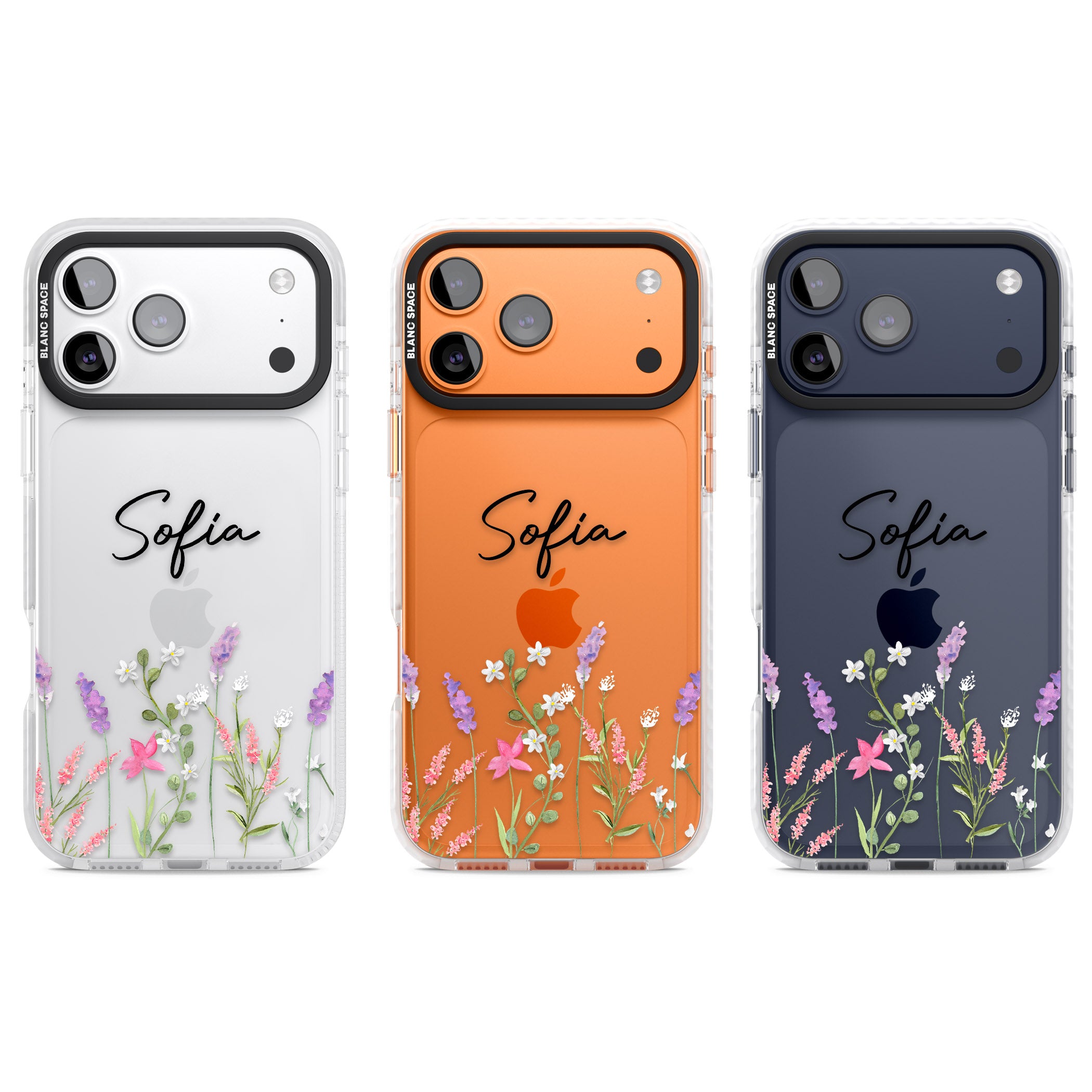 Personalised Lavender Wildflowers iPhone 17 Pro Impact Clear Phone Case APT Impact Protection