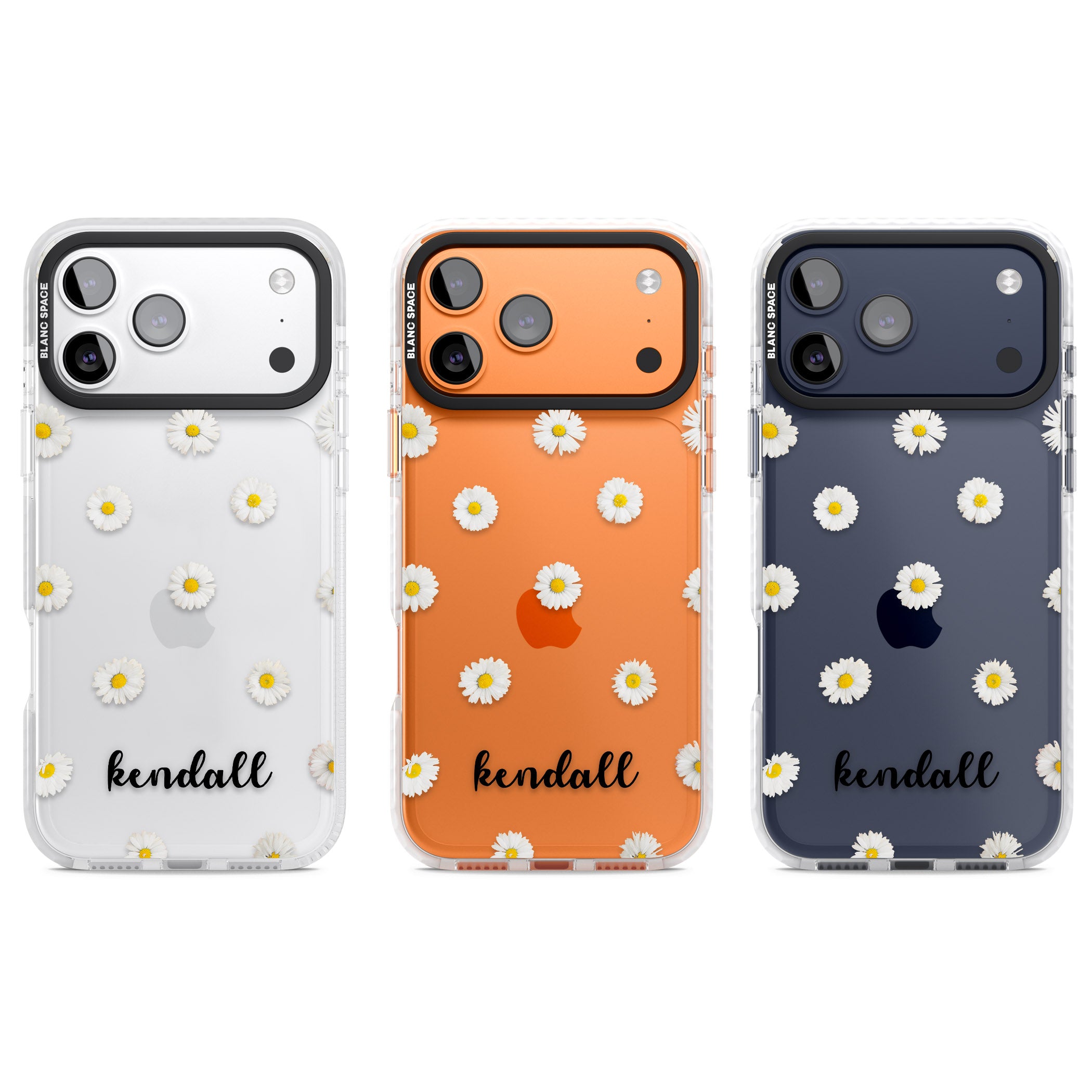 Personalised White Daisies & Cursive iPhone 17 Pro Impact Clear Phone Case APT Impact Protection