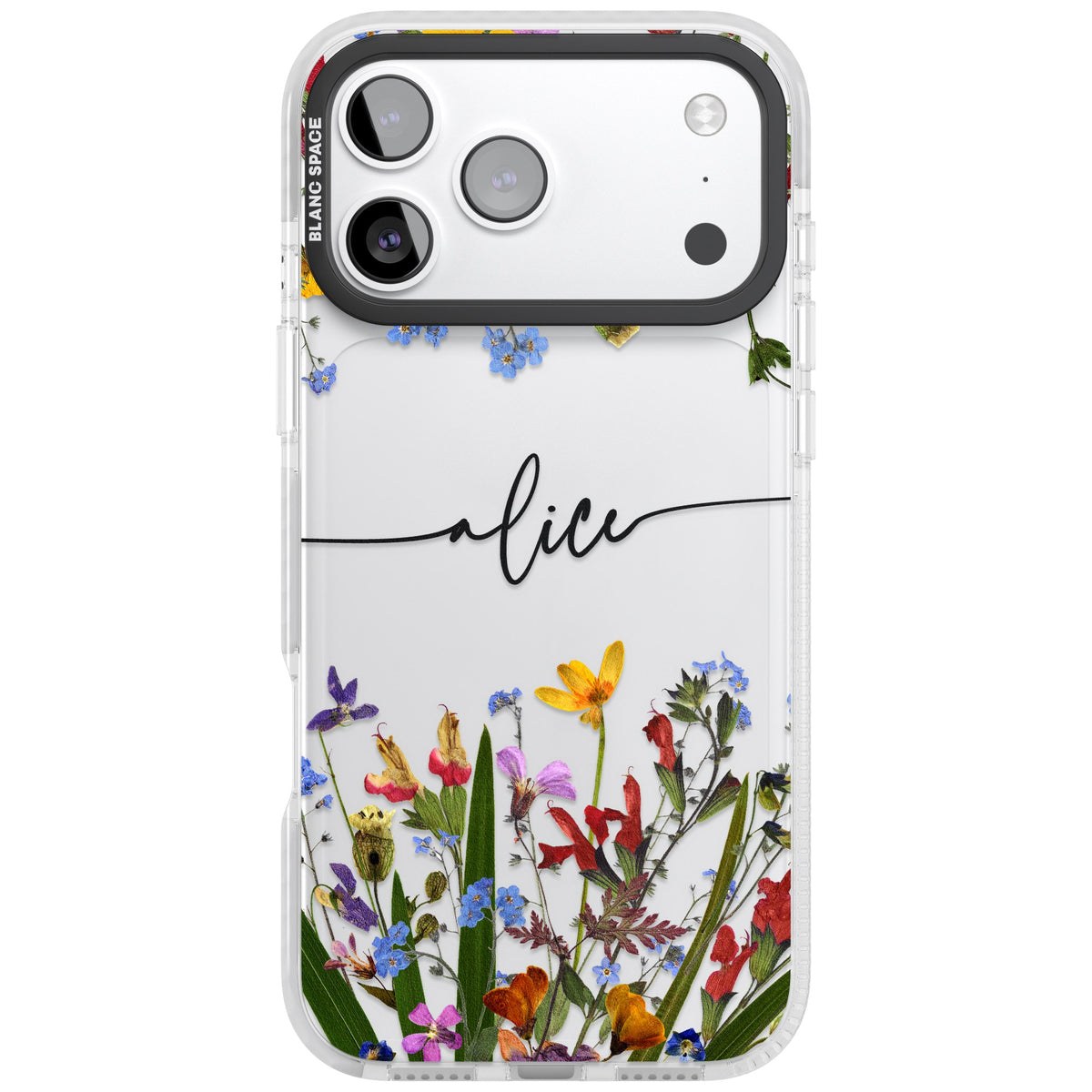Personalised Wildflower Name iPhone 17 Pro Max Impact Clear Phone Case front