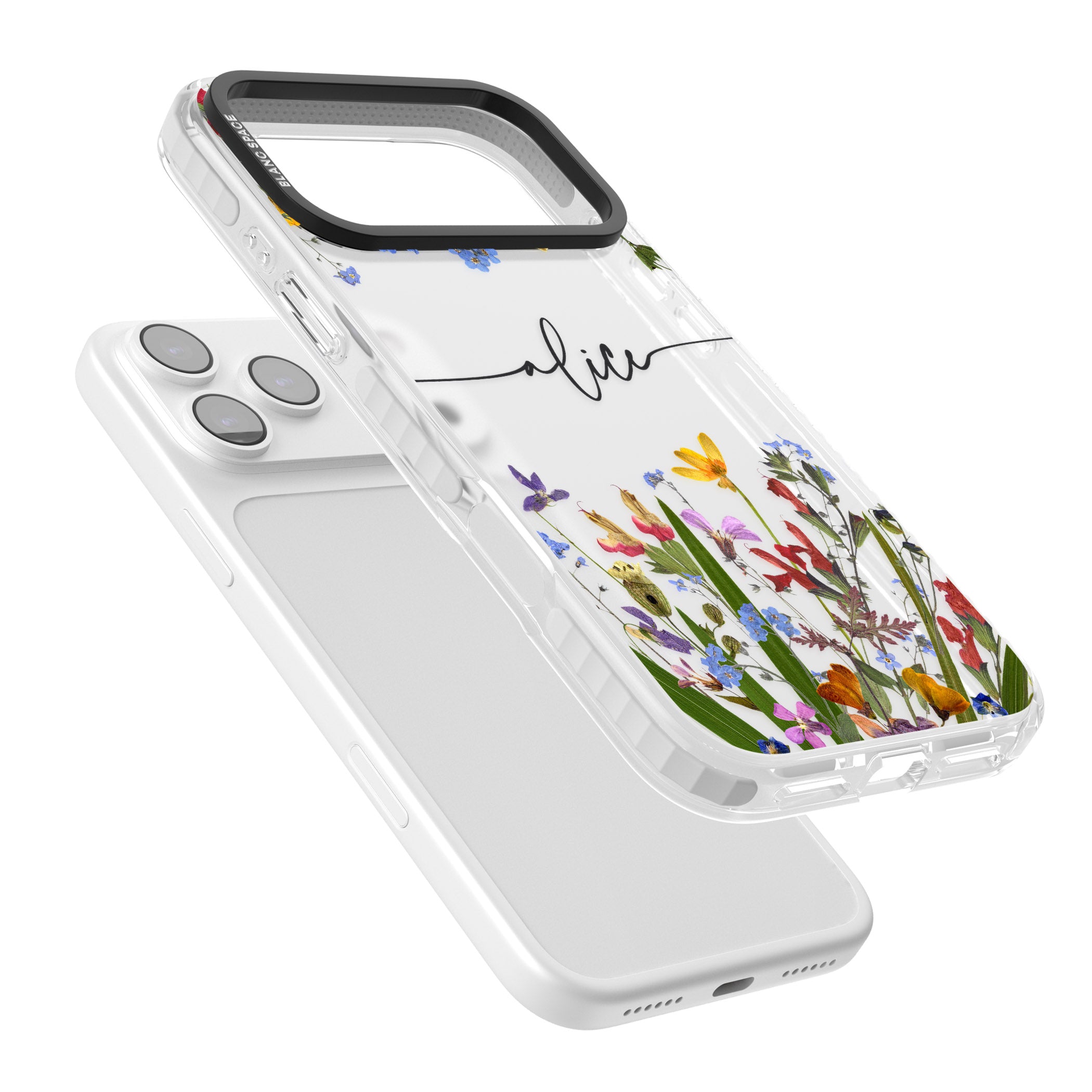 Personalised Wildflower Floral iPhone 17 Pro Impact Clear Phone Case Colours